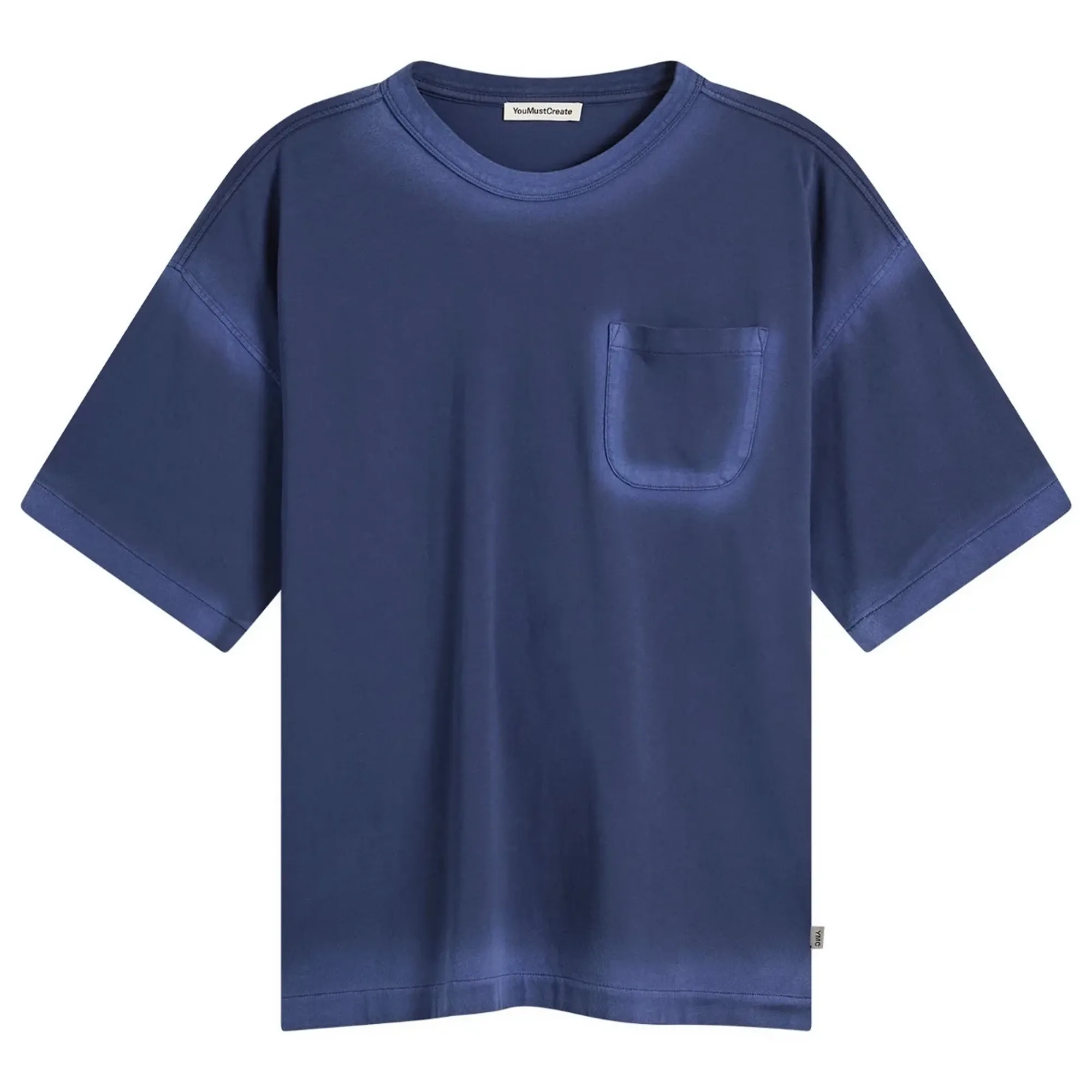 YMC Men's Spray Triple Pocket T Shirt Blue