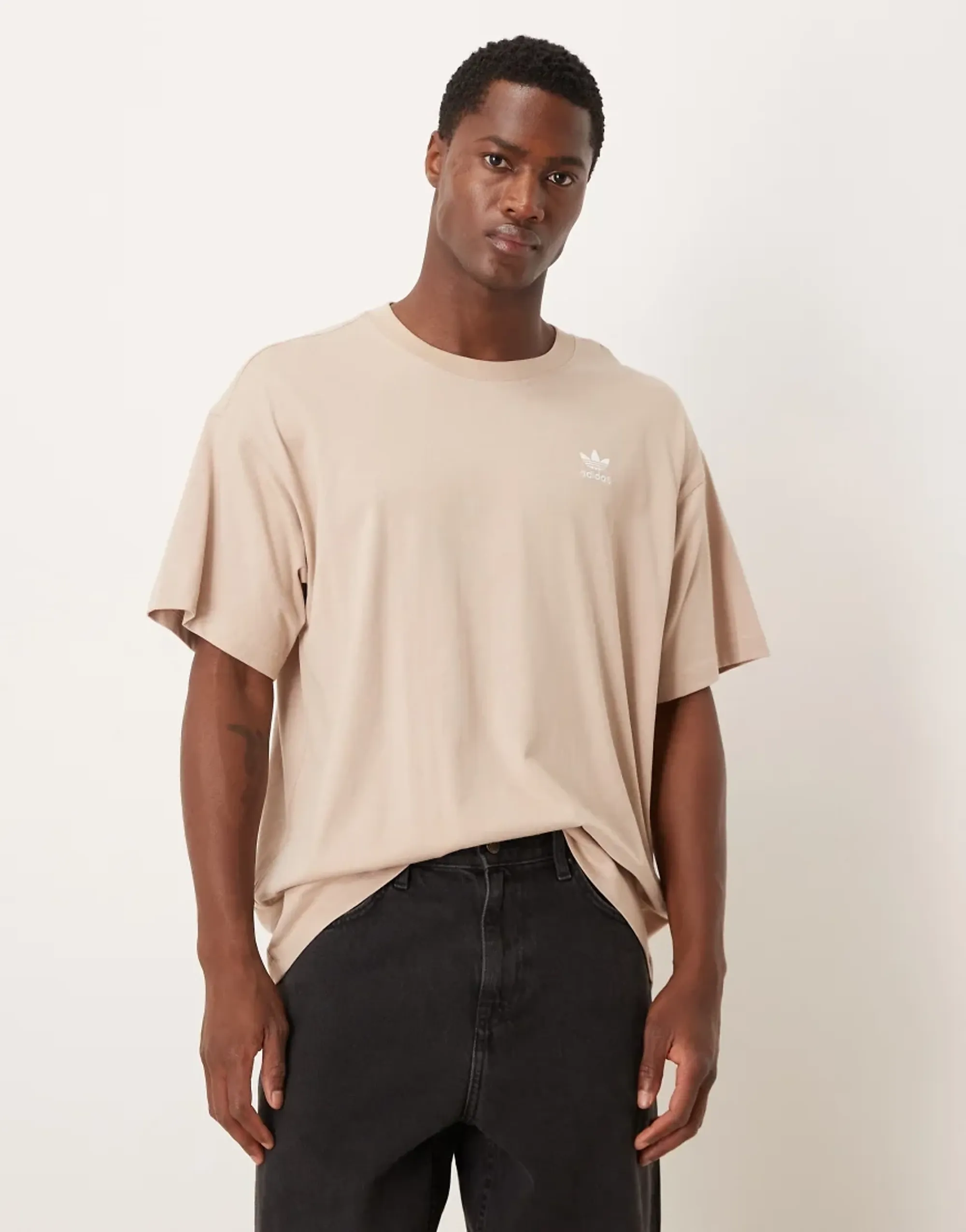 Adidas Originals Essential Oversized T-Shirt In Stone-Neutral