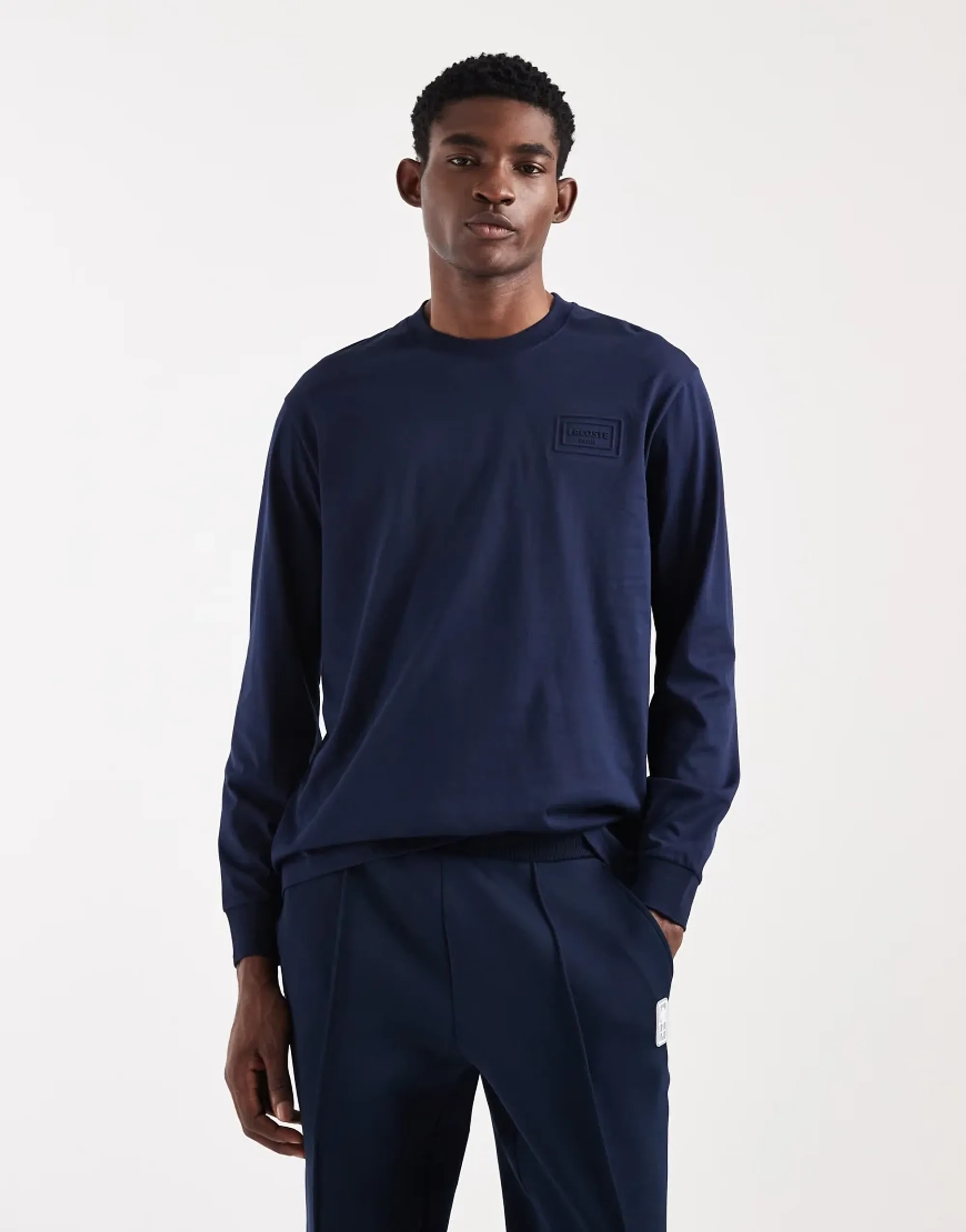 Lacoste Long Sleeve Logo T-Shirt In Navy
