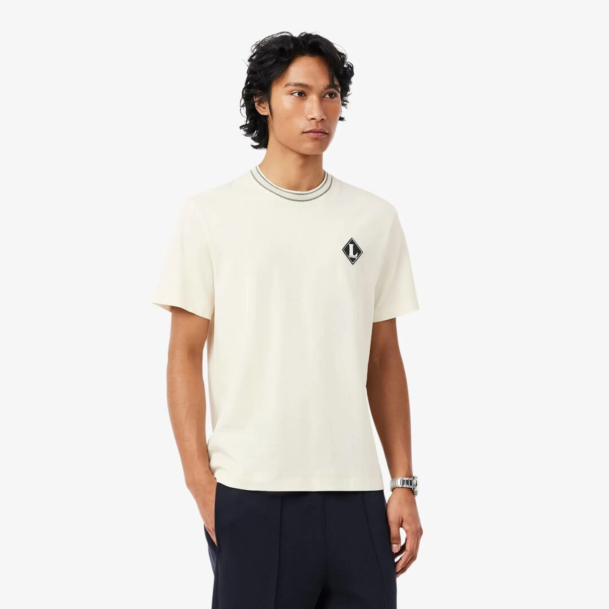 Lacoste French Made Badge Accent T-shirt - Ecru White