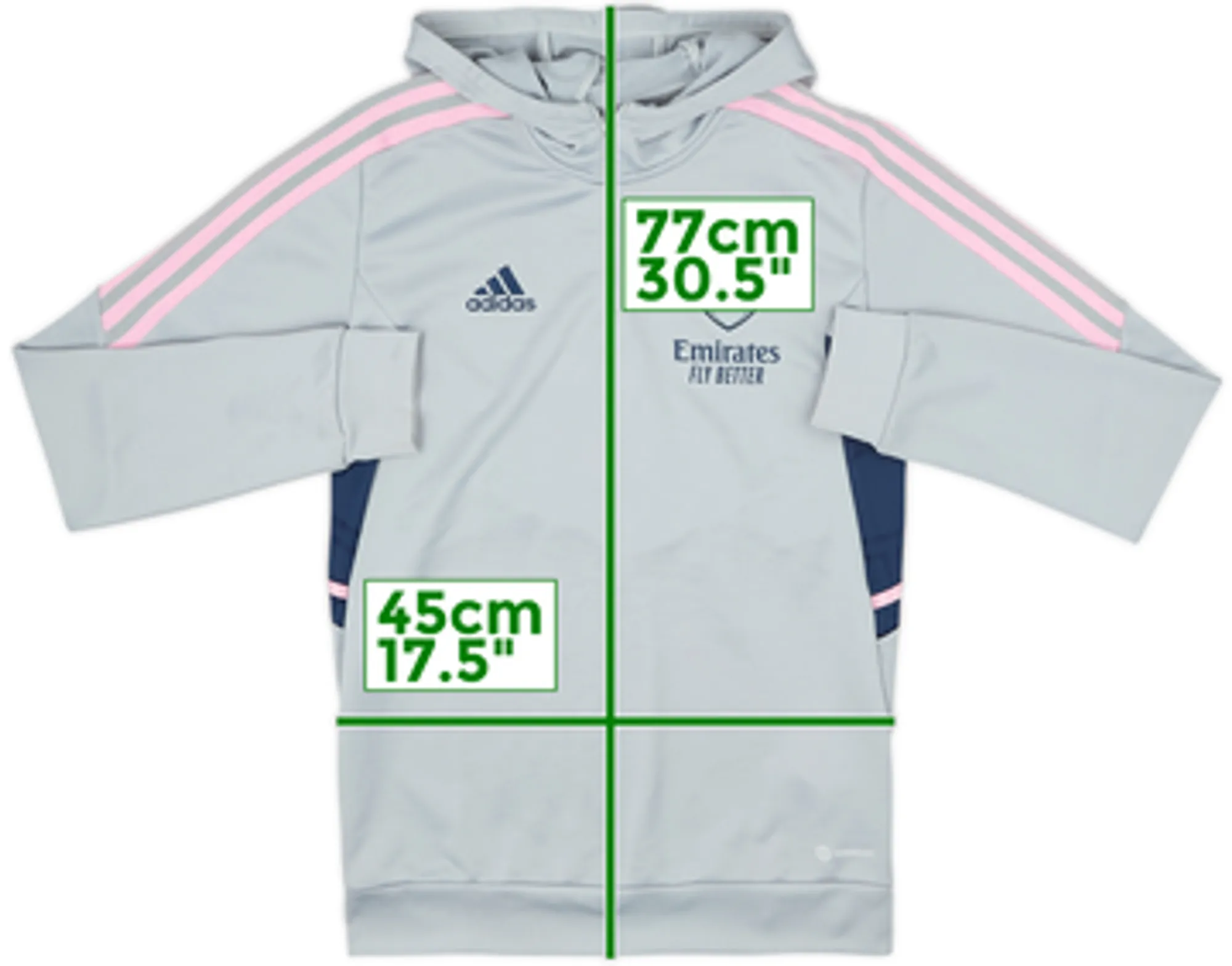 2022-23 Arsenal adidas Hooded 1/4 Zip Training Top - 8/10 - (S)