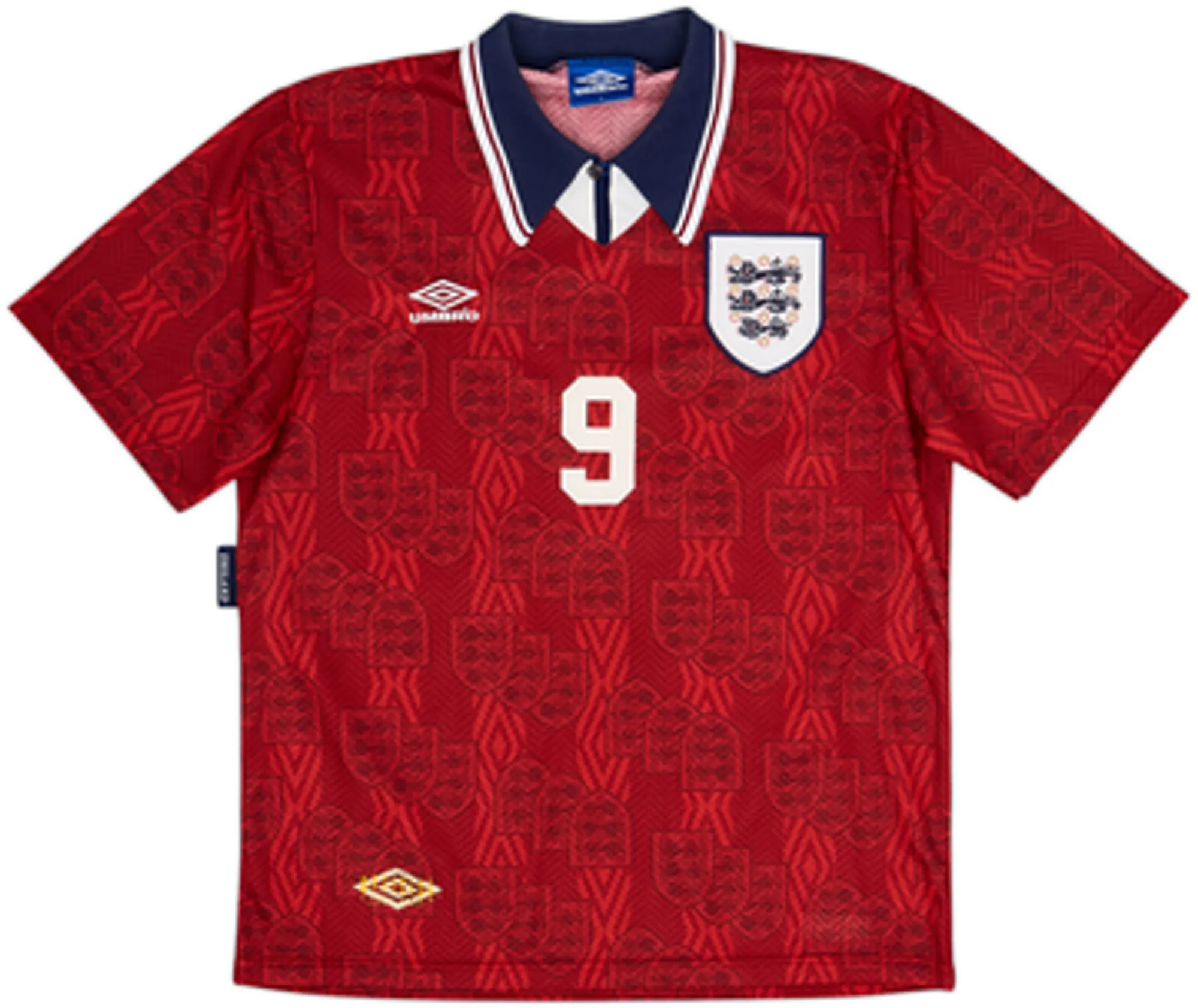 1993-95 England Away Shirt Shearer #9 - 8/10 - (L)