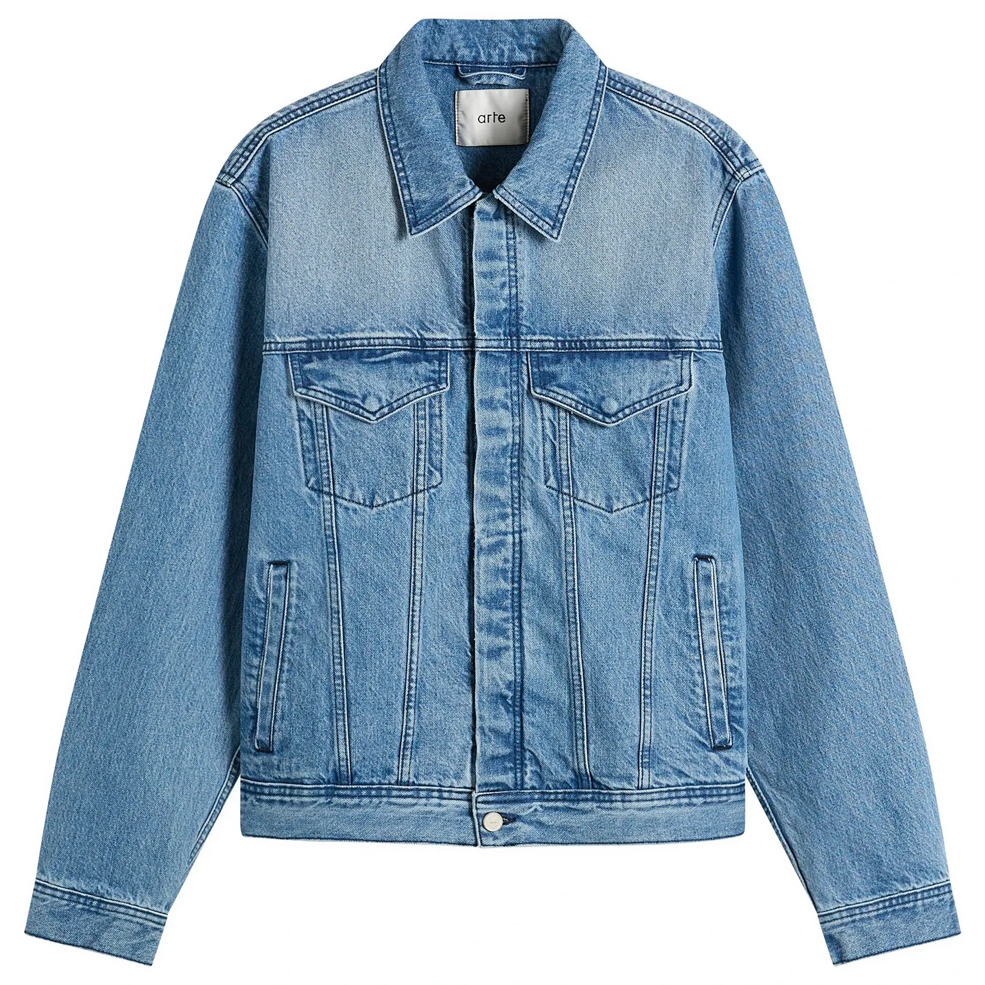 Arte Men's Circle Logo Denim Jacket Bleach Wash