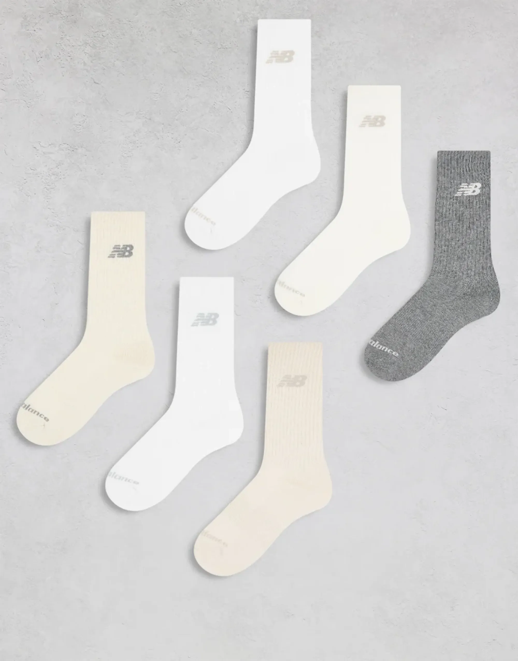 New Balance Everyday Seasonal Crew Socks In Neatural 6 Pack-Multi