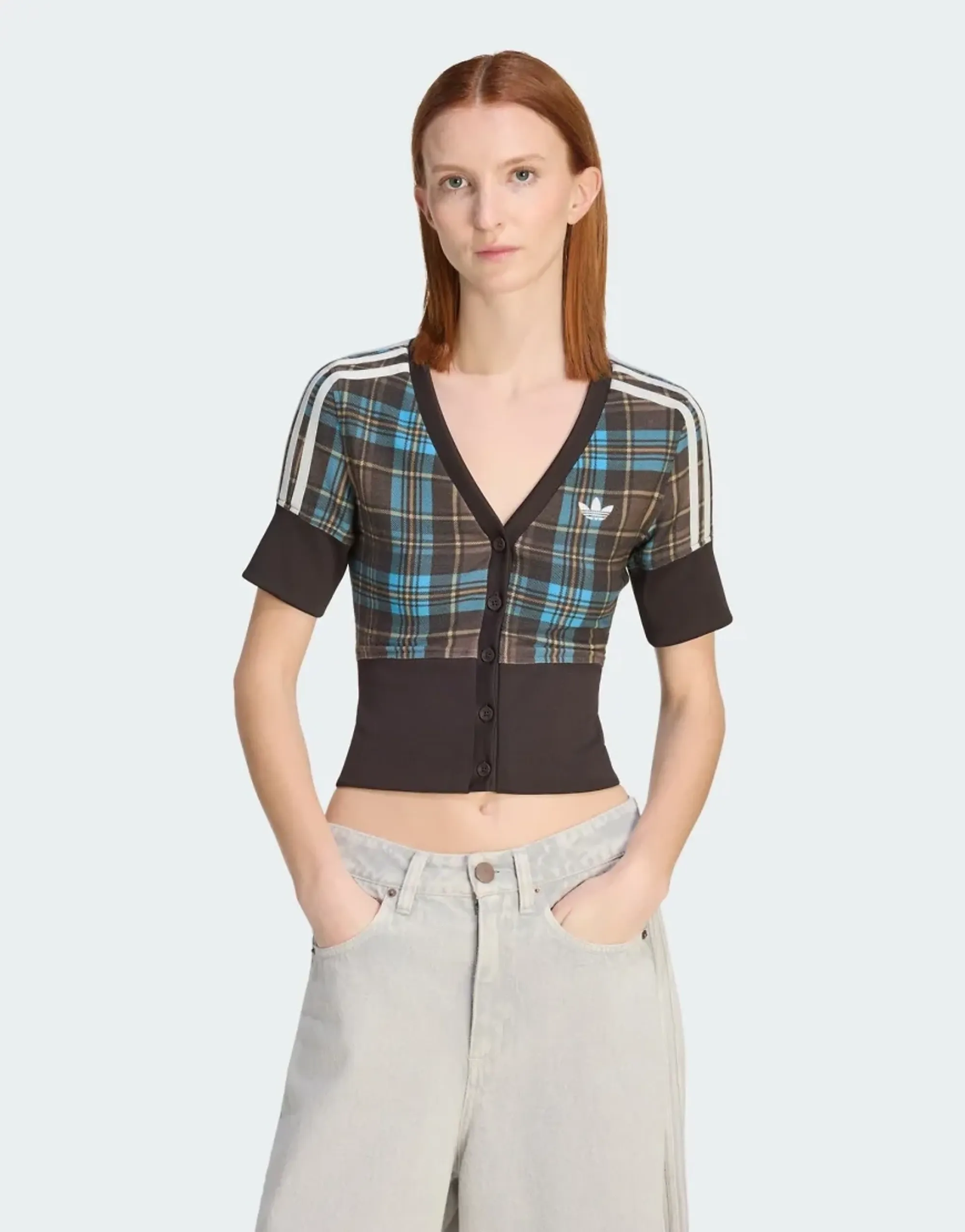adidas Originals T-Shirt Adidas V-Neck Check Multicolor M