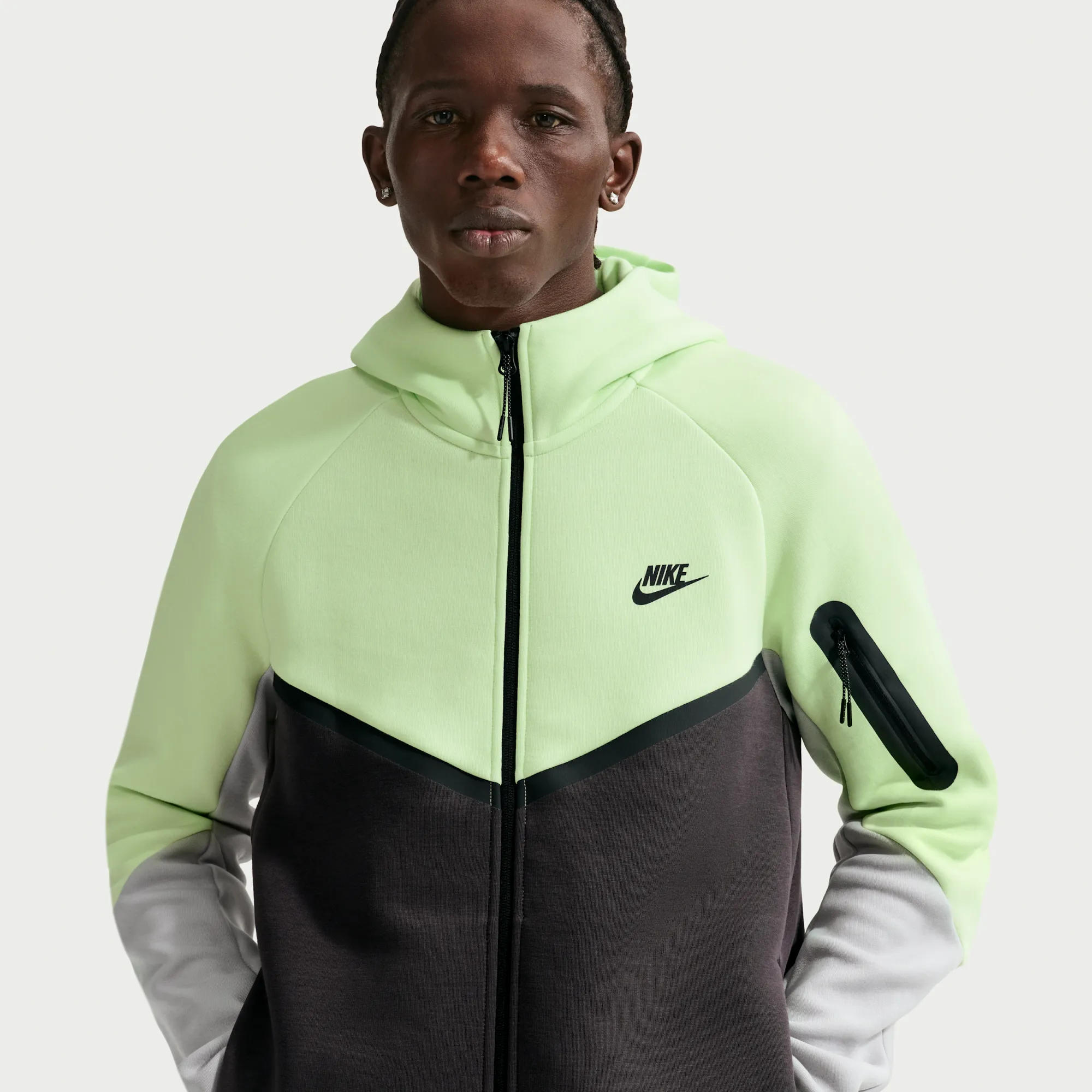 Nike Tech Men's Fleece Windrunner Full-Zip Jacket - Light Liquid Lime - Fleece