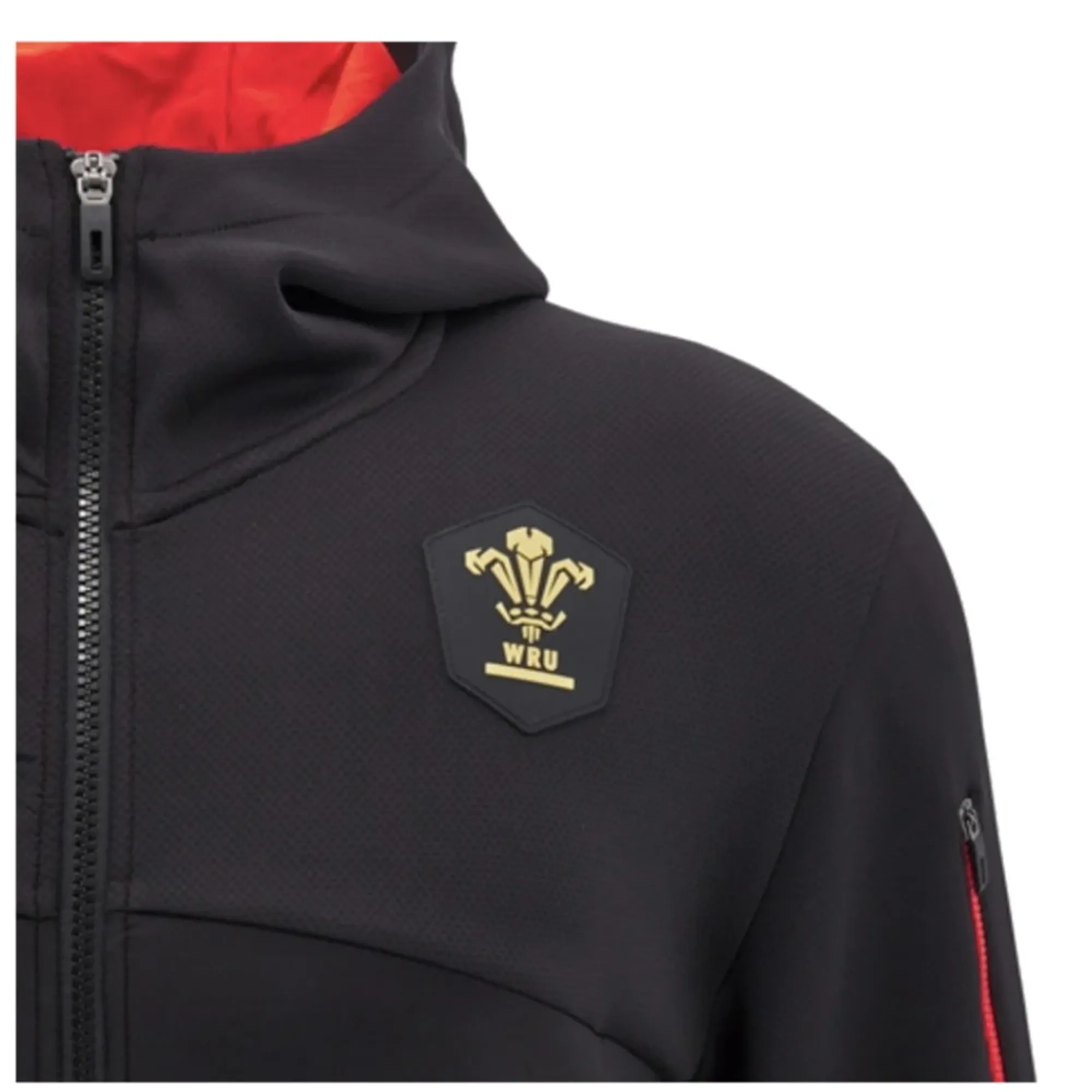 2024-2025 Wales WRU Rugby Ath Full Zip Hoody (Black)