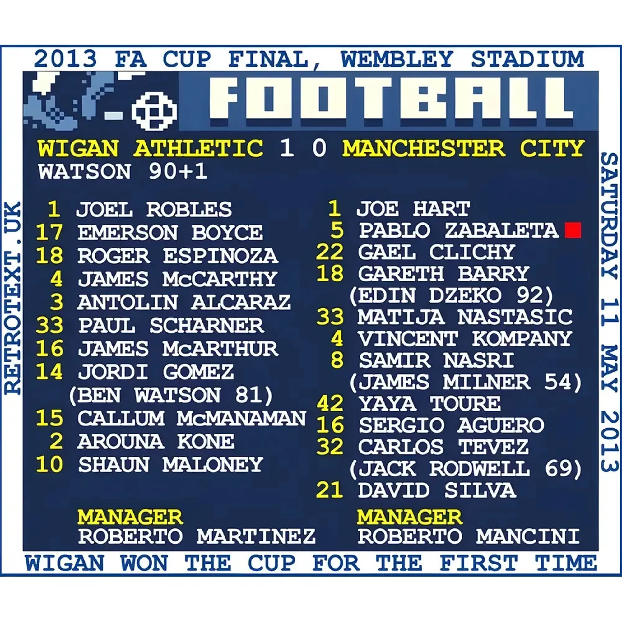 2013 FA Cup Final (Wigan Athletic) Retrotext T-shirt - White