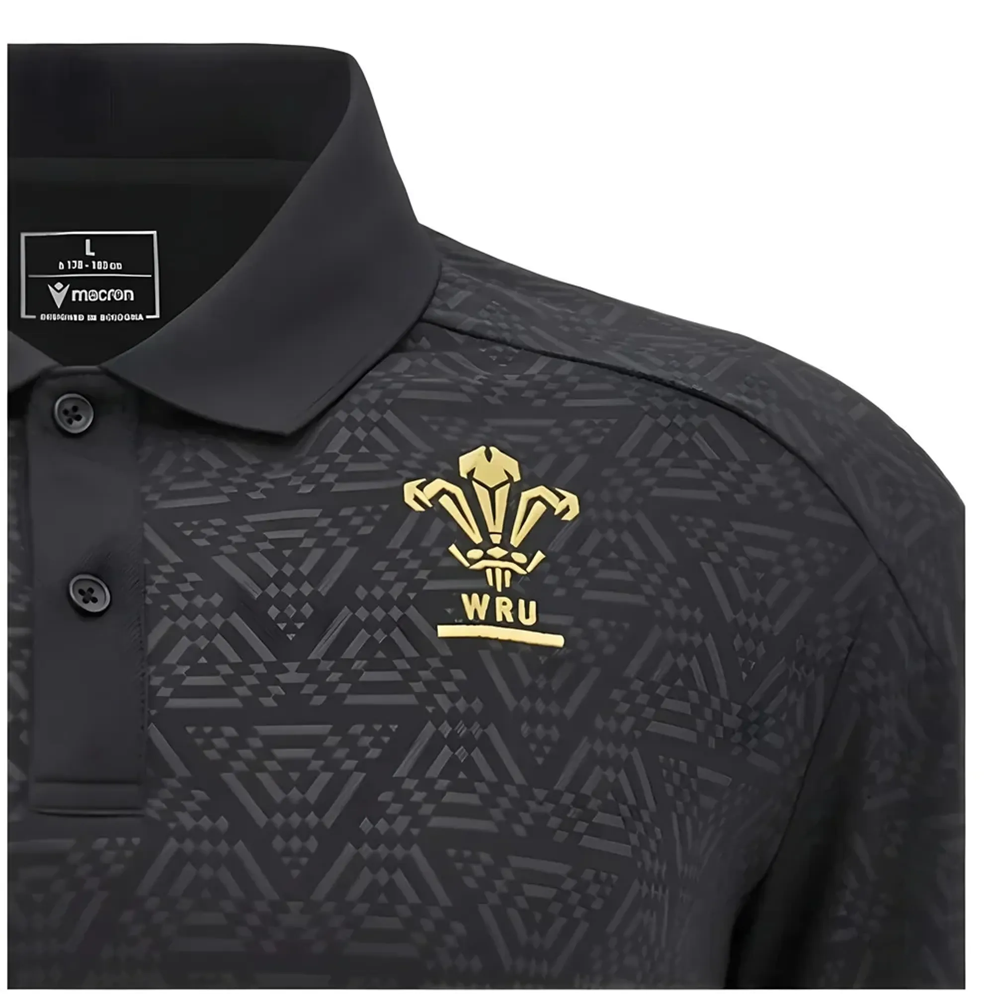 2024-2025 Wales Rugby WRU Travel Poly Polo Shirt (Black)