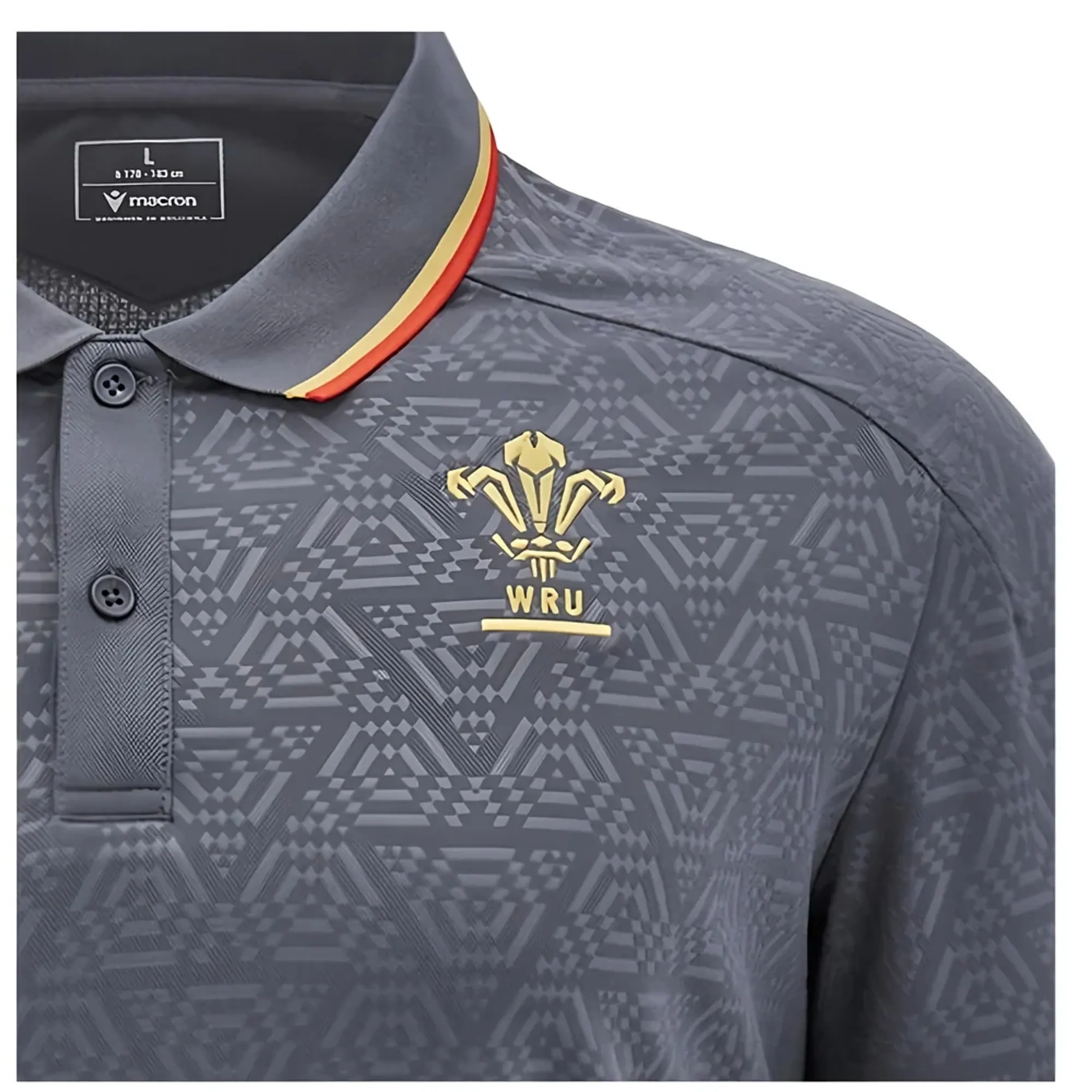 2024-2025 Wales WRU Rugby Travel Polo Shirt (Anthracite) - Kids