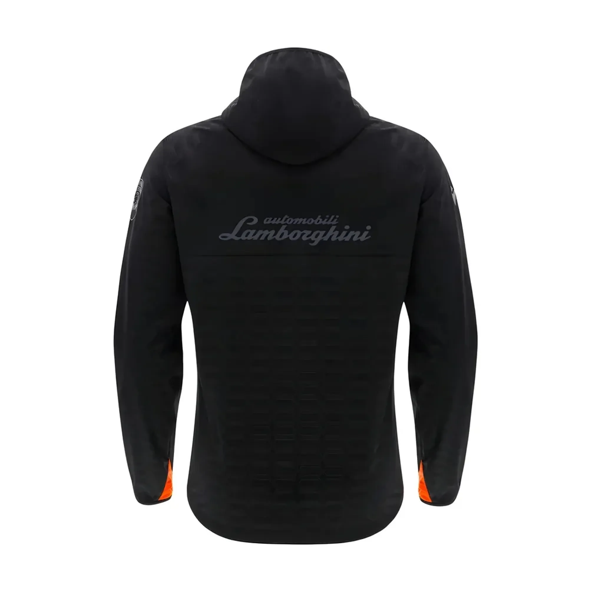 2025 Lamborghini Mens Rain Jacket (Black/Orange)