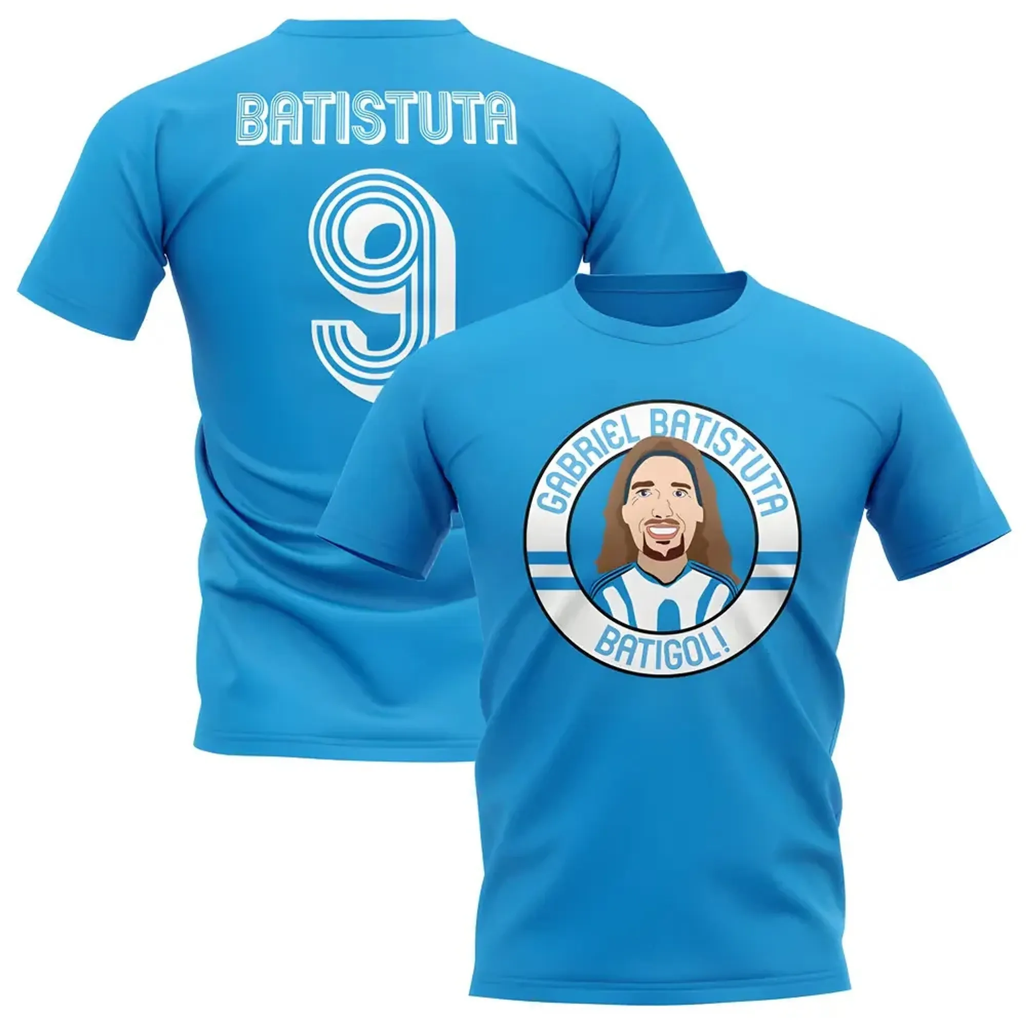 Gabriel Batistuta Argentina Illustration T-Shirt (Sky)