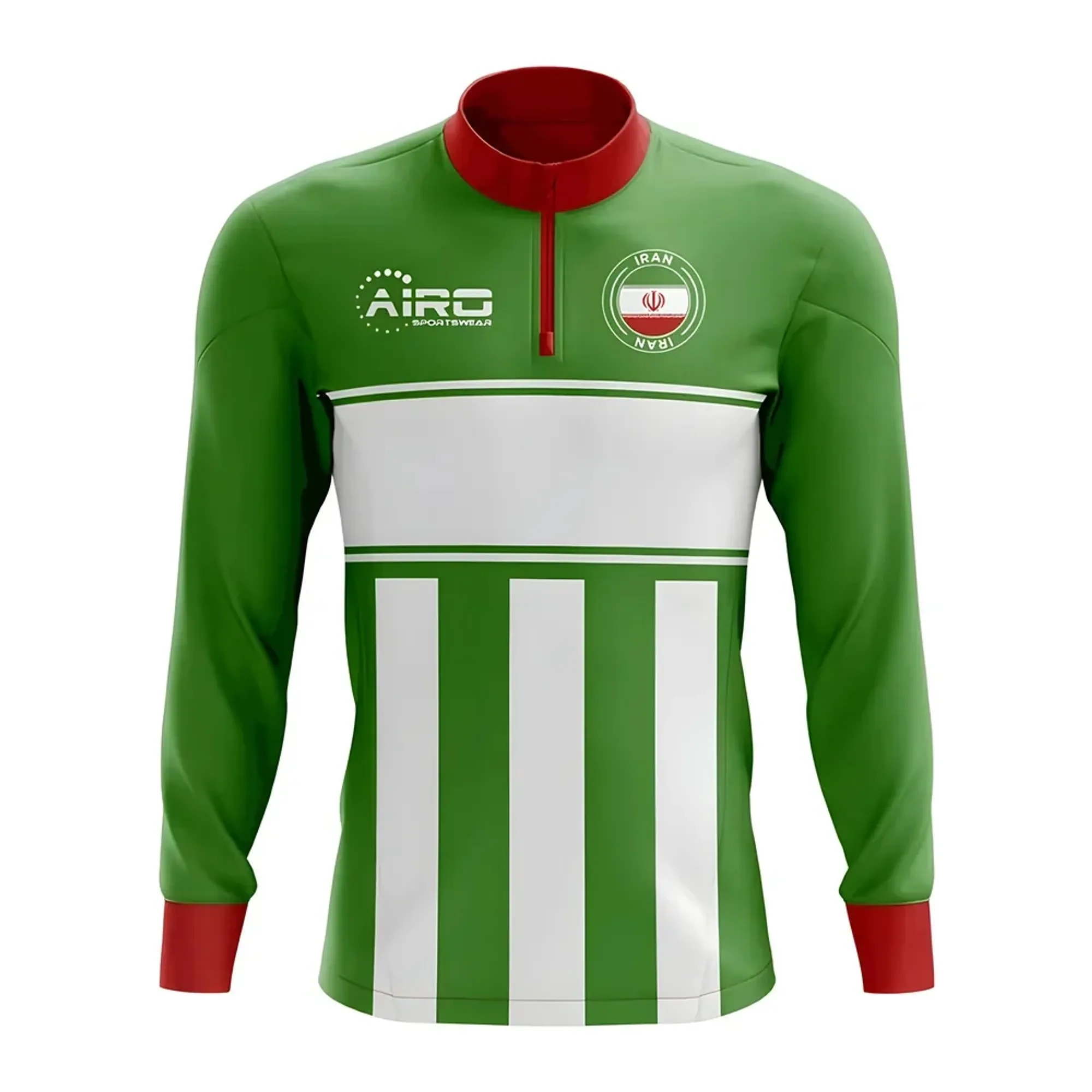 Iran Concept Football Half Zip Midlayer Top (Green-White)