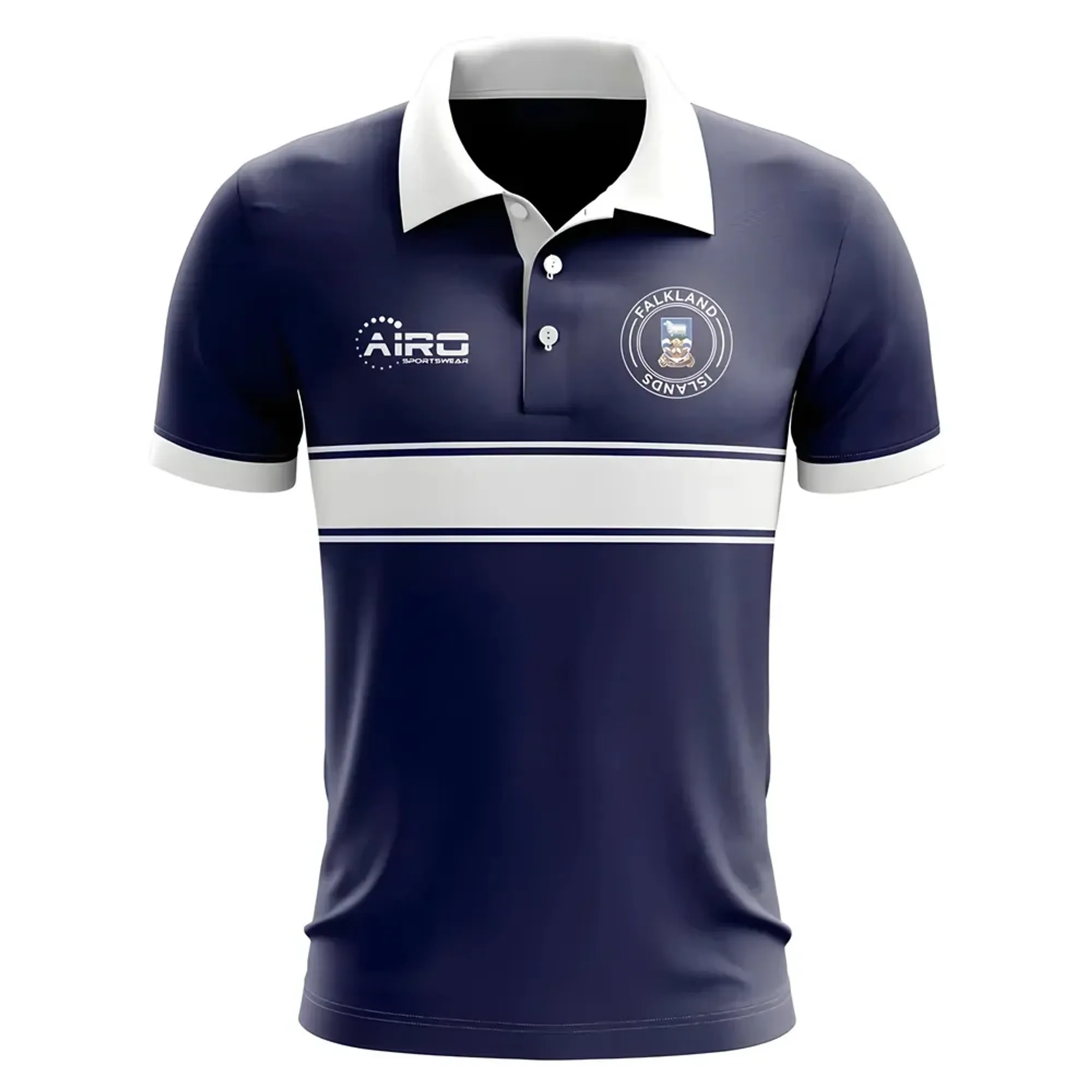 Falkland Islands Concept Stripe Polo Shirt (Navy)