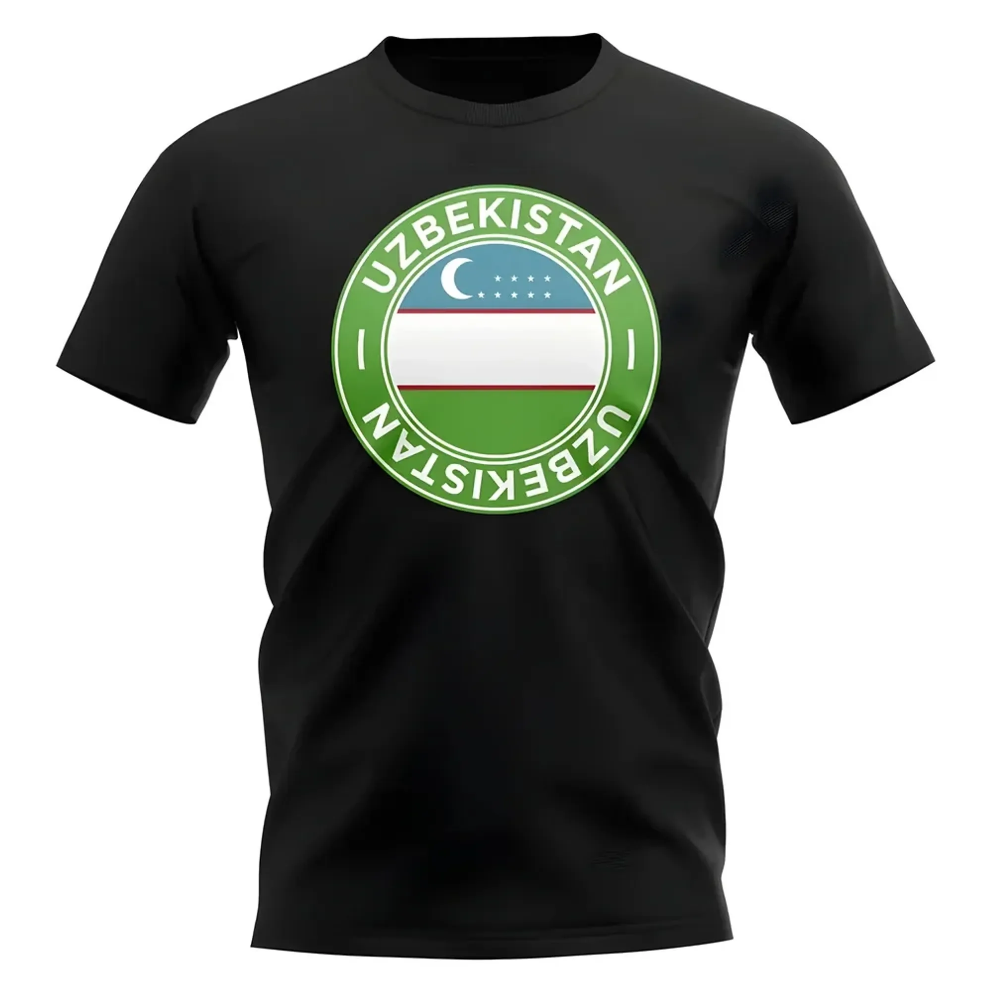 Uzbekistan Football Badge T-Shirt (Black)