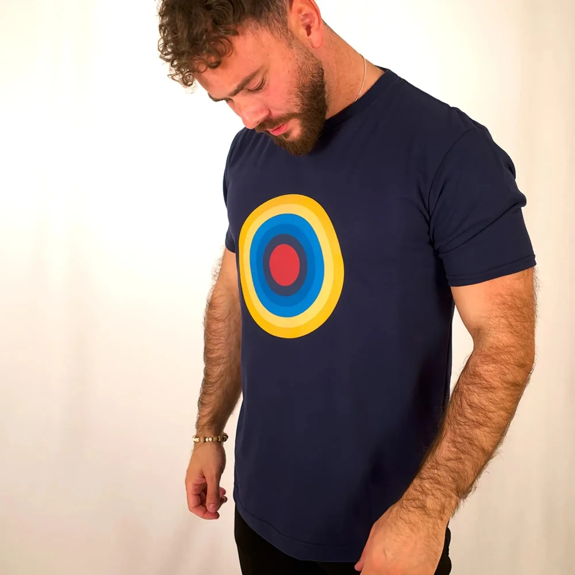 Navy Roundal print t-shirt