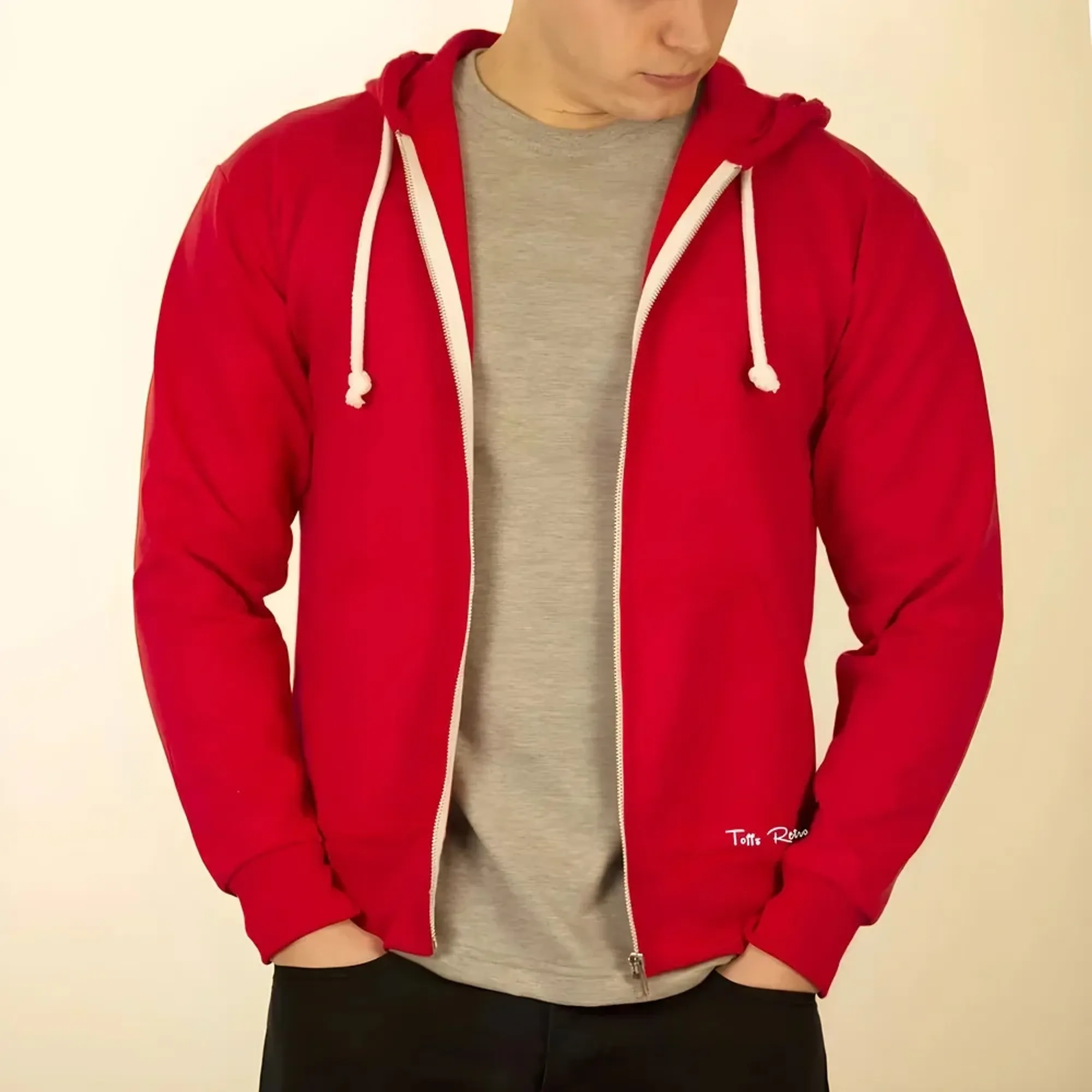 Toffs Retro Red Zipped Hoodie