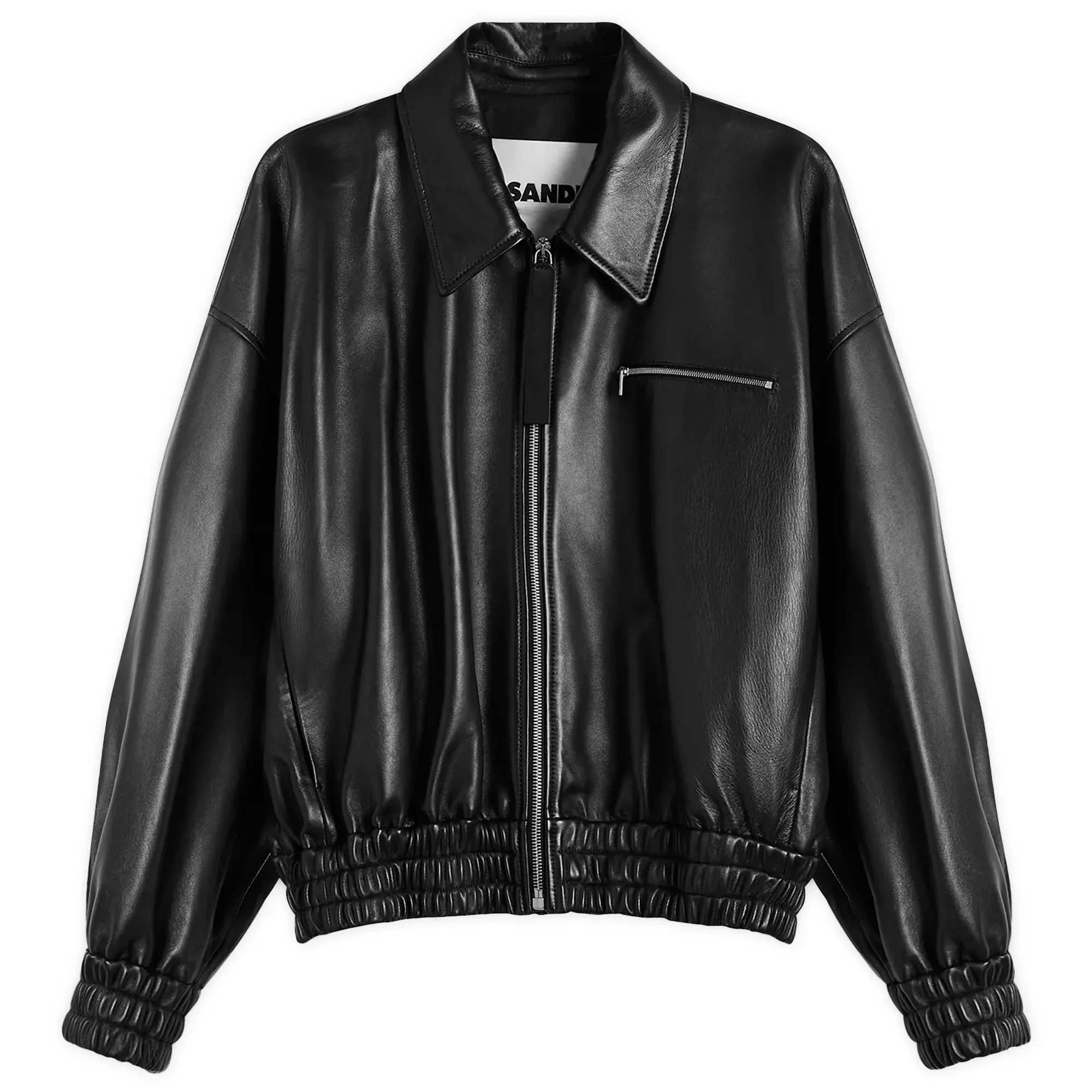 Jil Sander Women's Leather Bomber Jacket Black