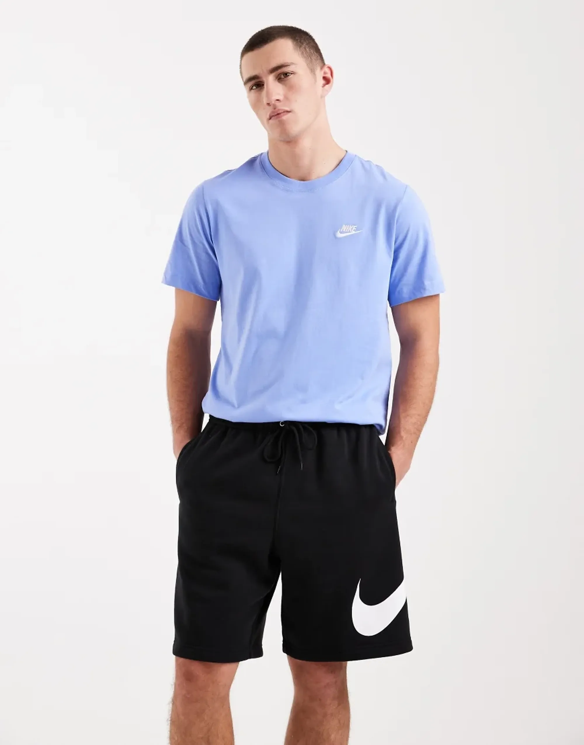 Nike Club Fleece Shorts With Large Logo In Black