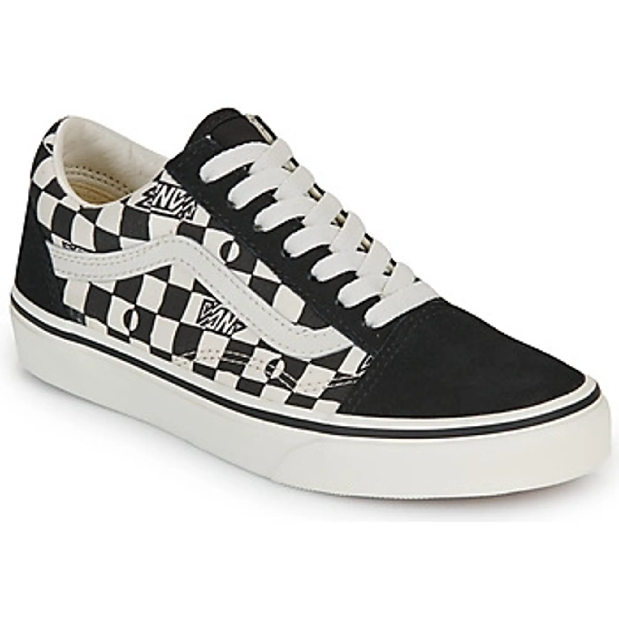 Vans  Old Skool Geo Check Black  girls's Children's Shoes (Trainers) in White