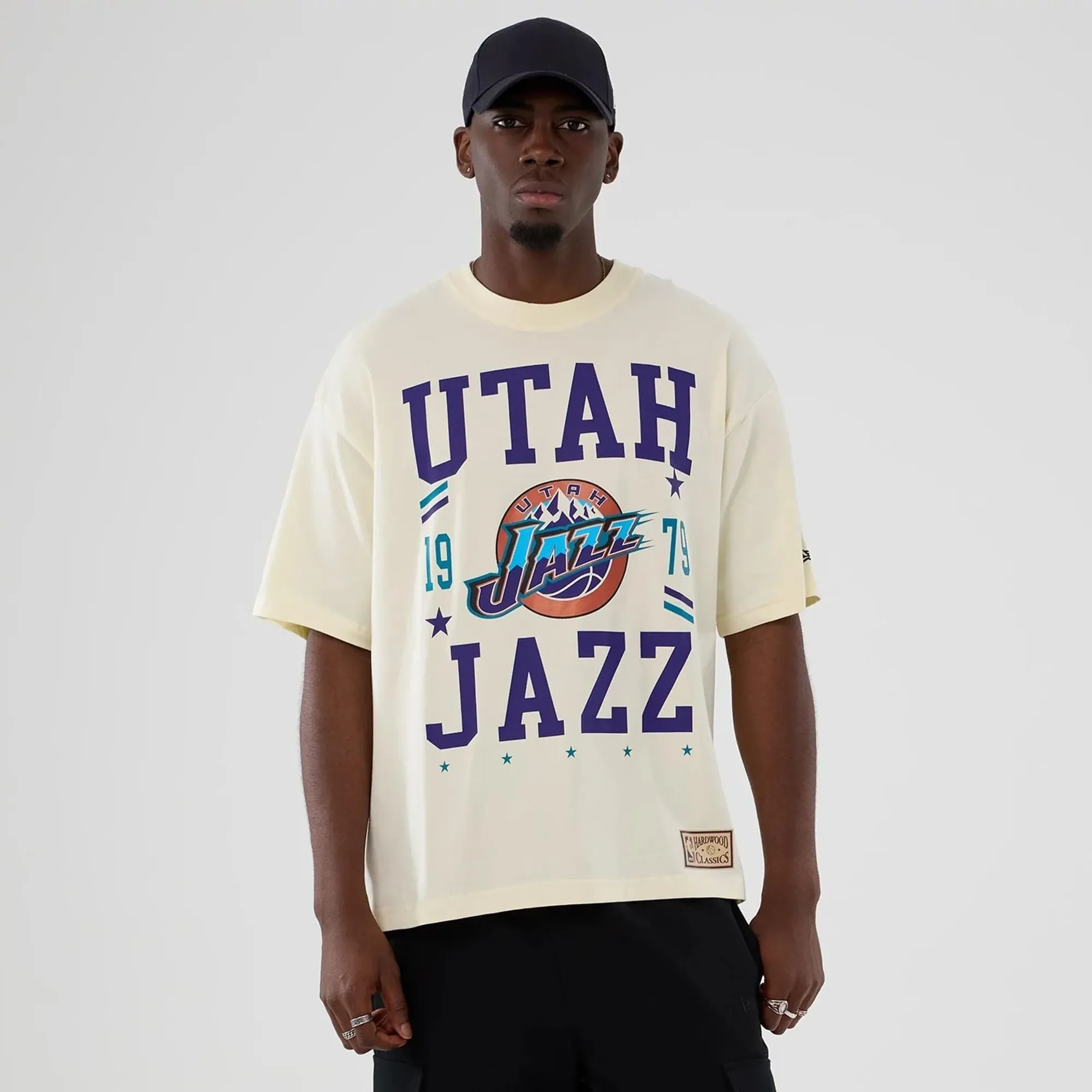 Utah Jazz NBA Hardwood Classic Cream T-Shirt New Era Cap adult unisex