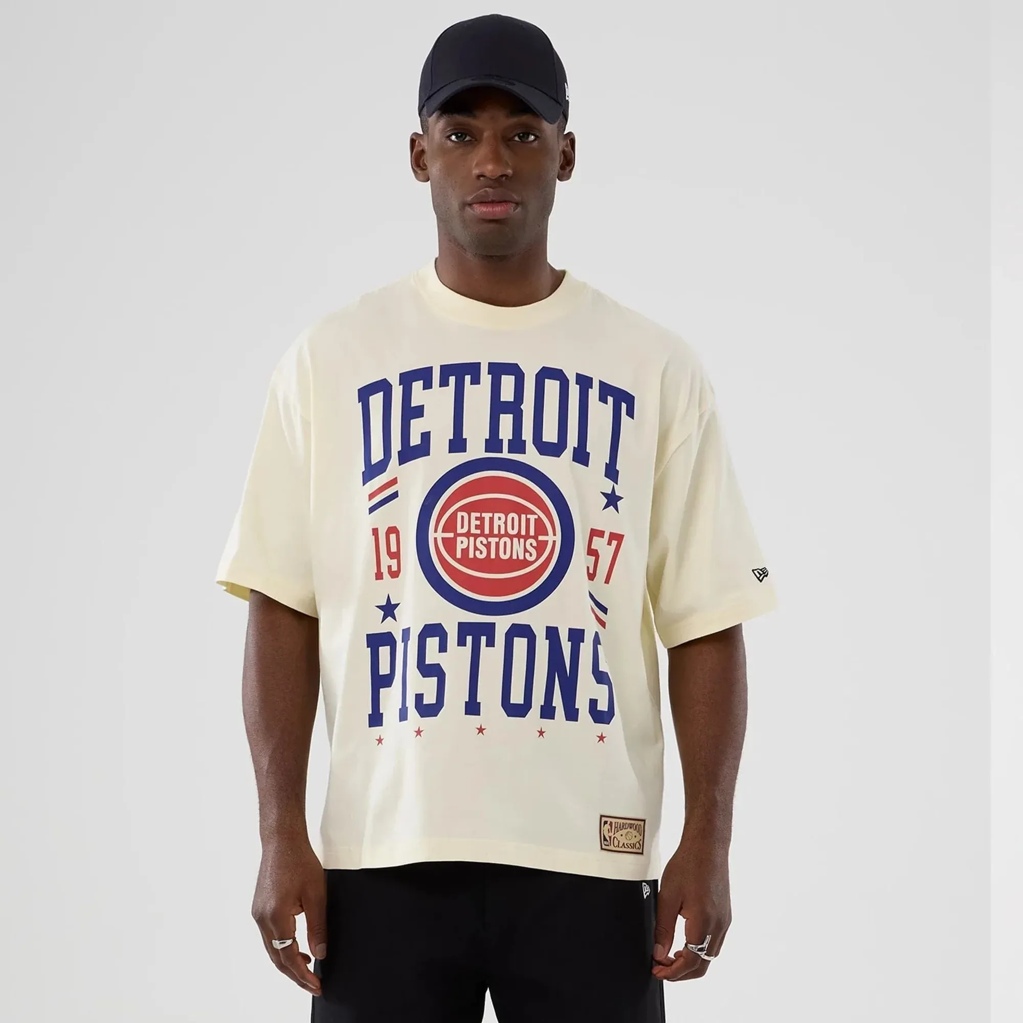 Detroit Pistons NBA Hardwood Classic Cream T-Shirt New Era Cap adult unisex