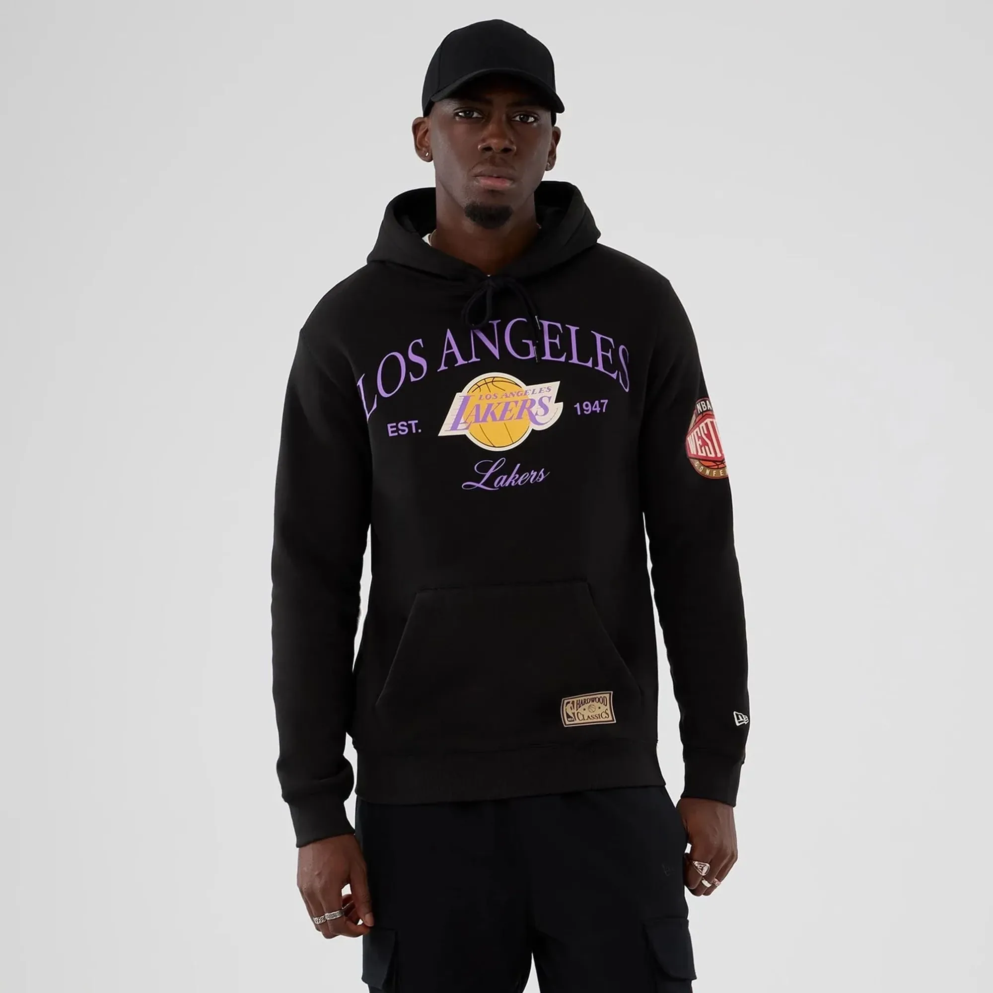LA Lakers NBA Hardwood Classic Black Pullover Hoodie New Era Cap adult unisex