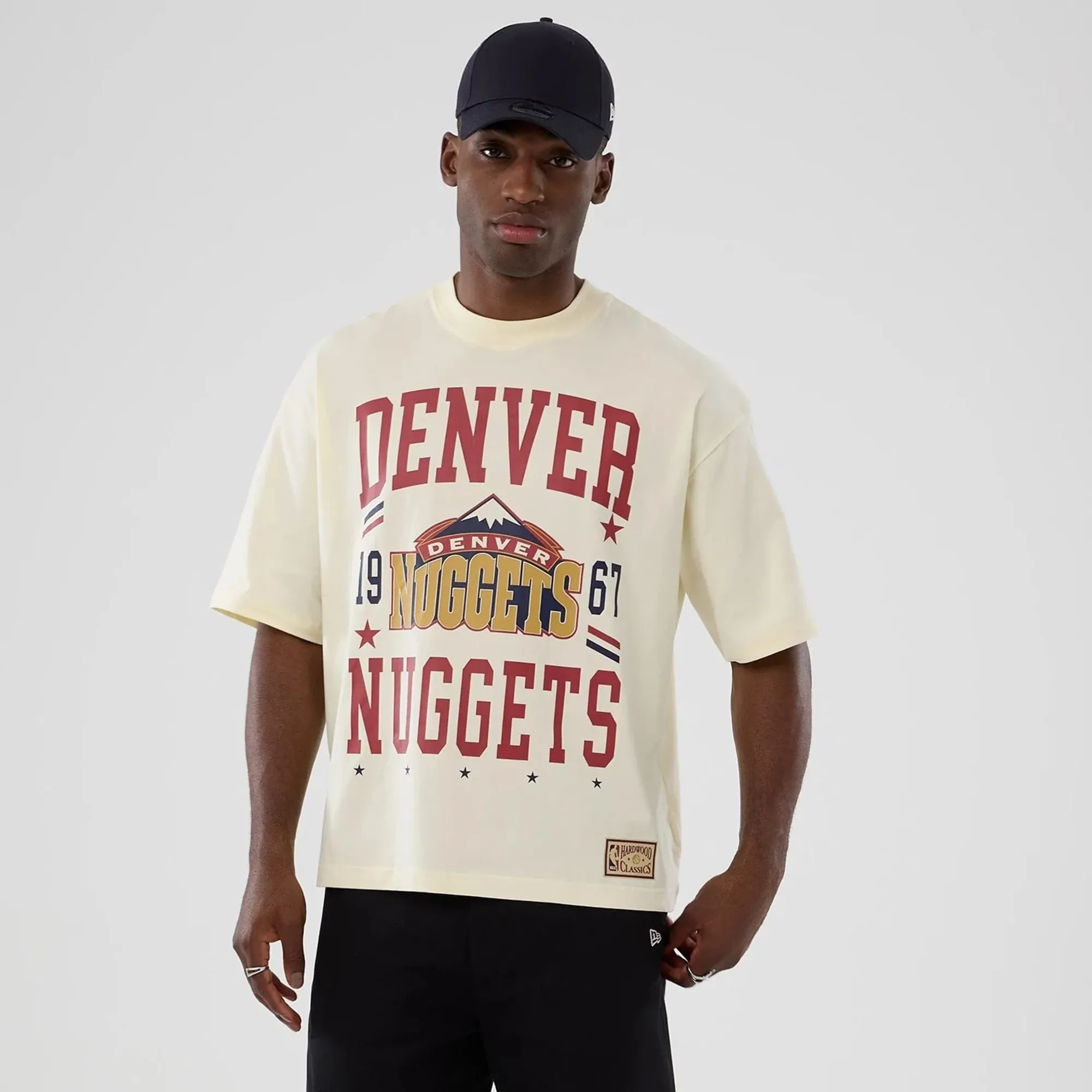 Denver Nuggets NBA Hardwood Classic Cream T-Shirt New Era Cap adult unisex