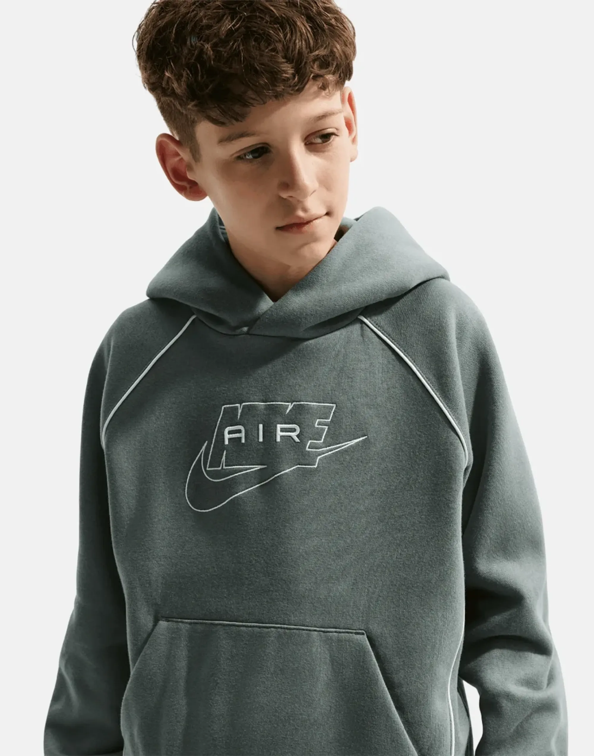 Nike Older Kids Air Hoodie in Grey/White 