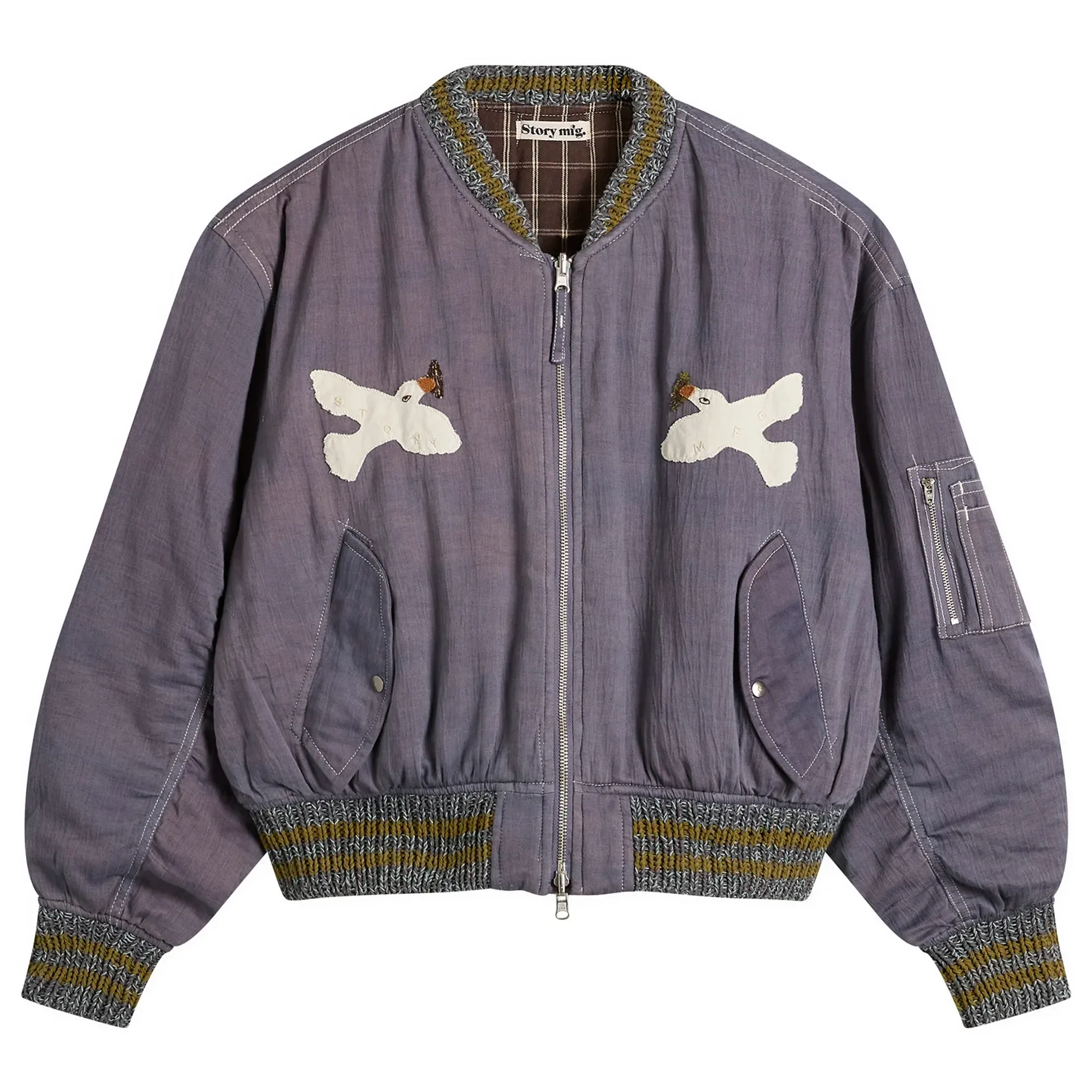 Story mfg. Men's Hand Applique Purple Peace Seed Bomber