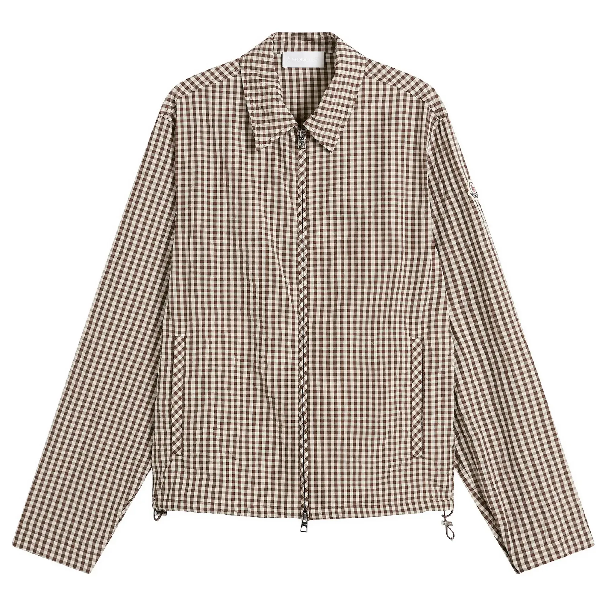 Moncler Men's Checked Zip Up Shirt Jacket Brown