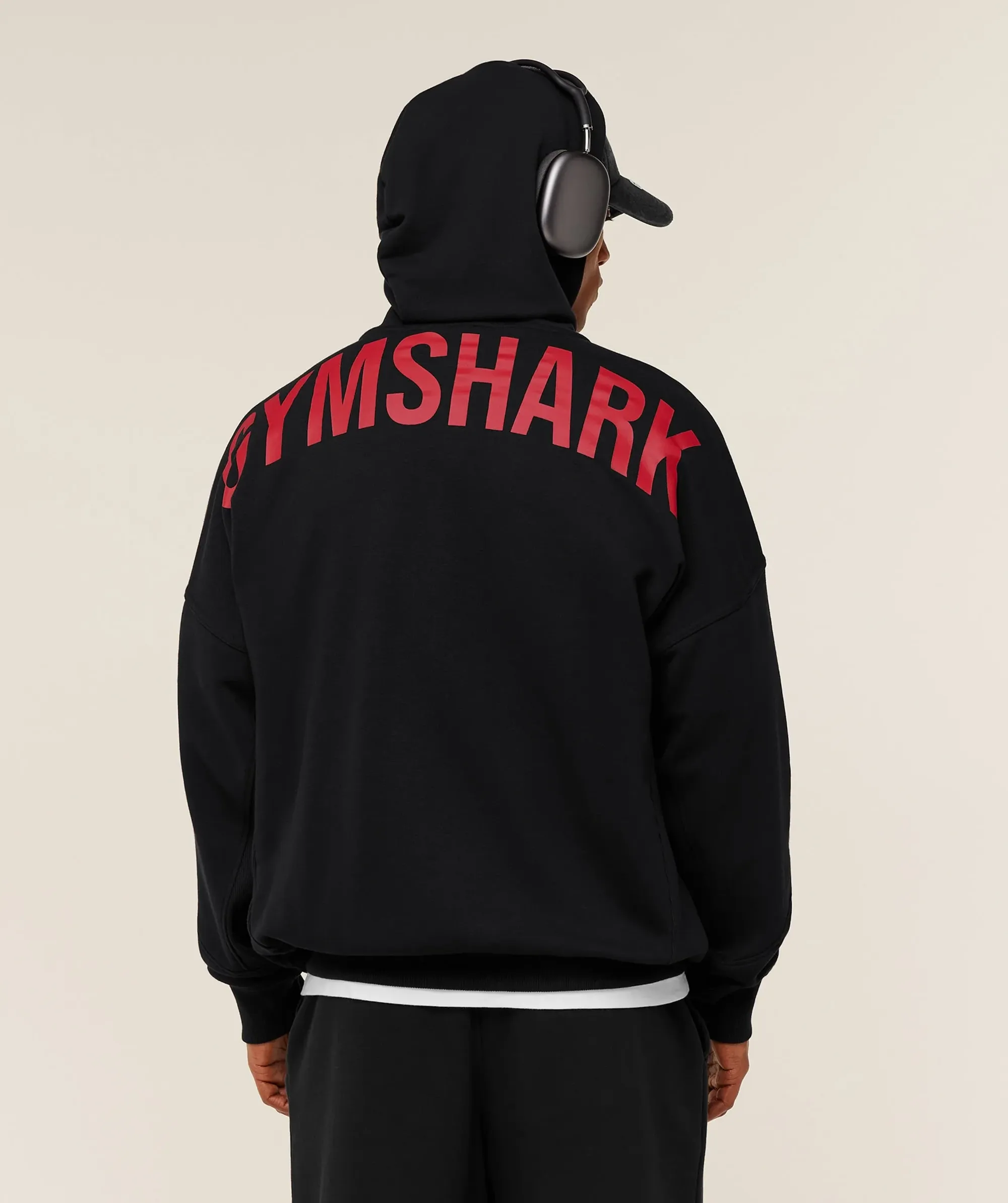 Gymshark Power Zip Up Hoodie - Black/Conditioning Red