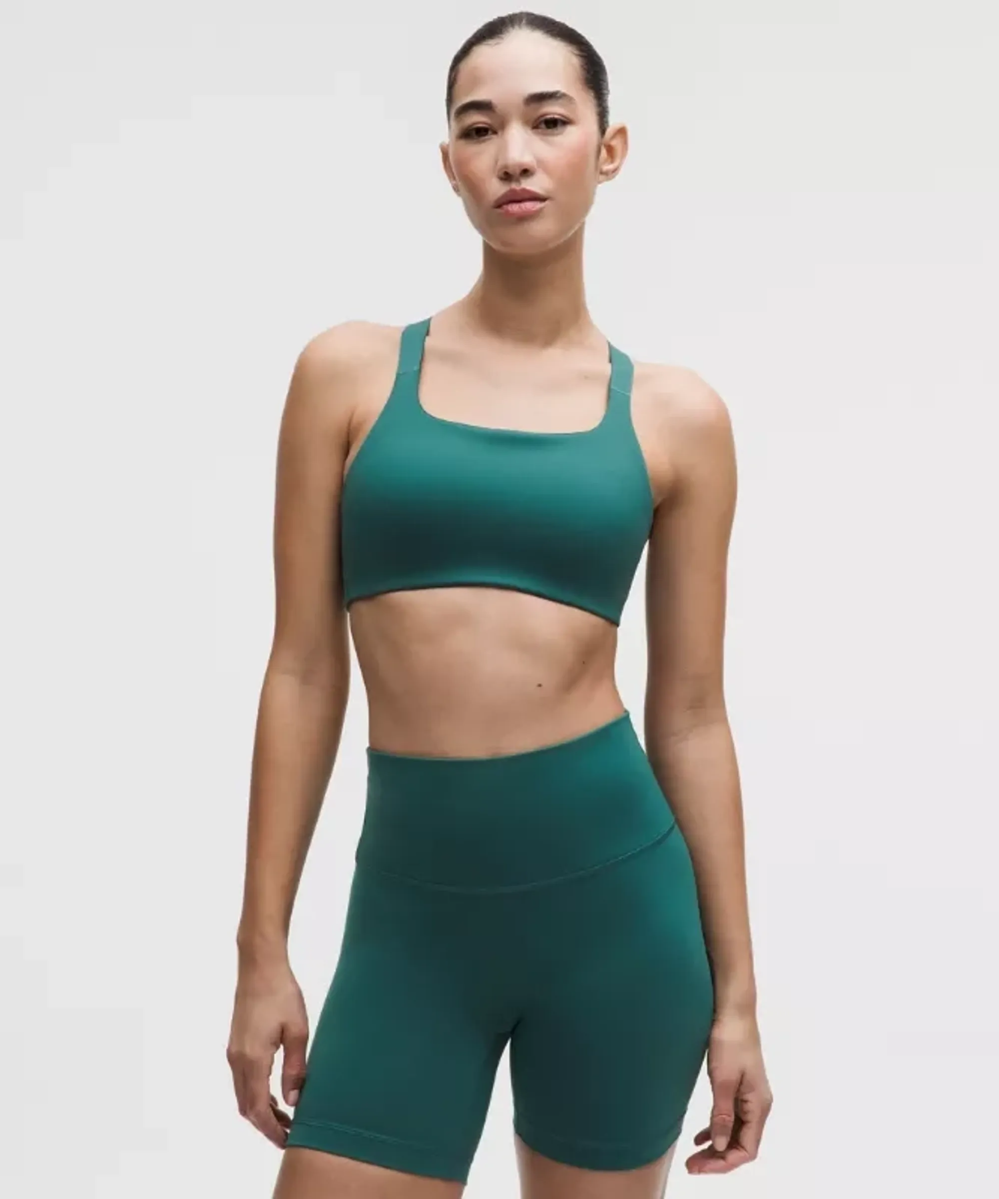 lululemon – Women's Ultralu Square-Neck Workout Sports Bra Medium Support, B/C Cup – Color Green – Size 10