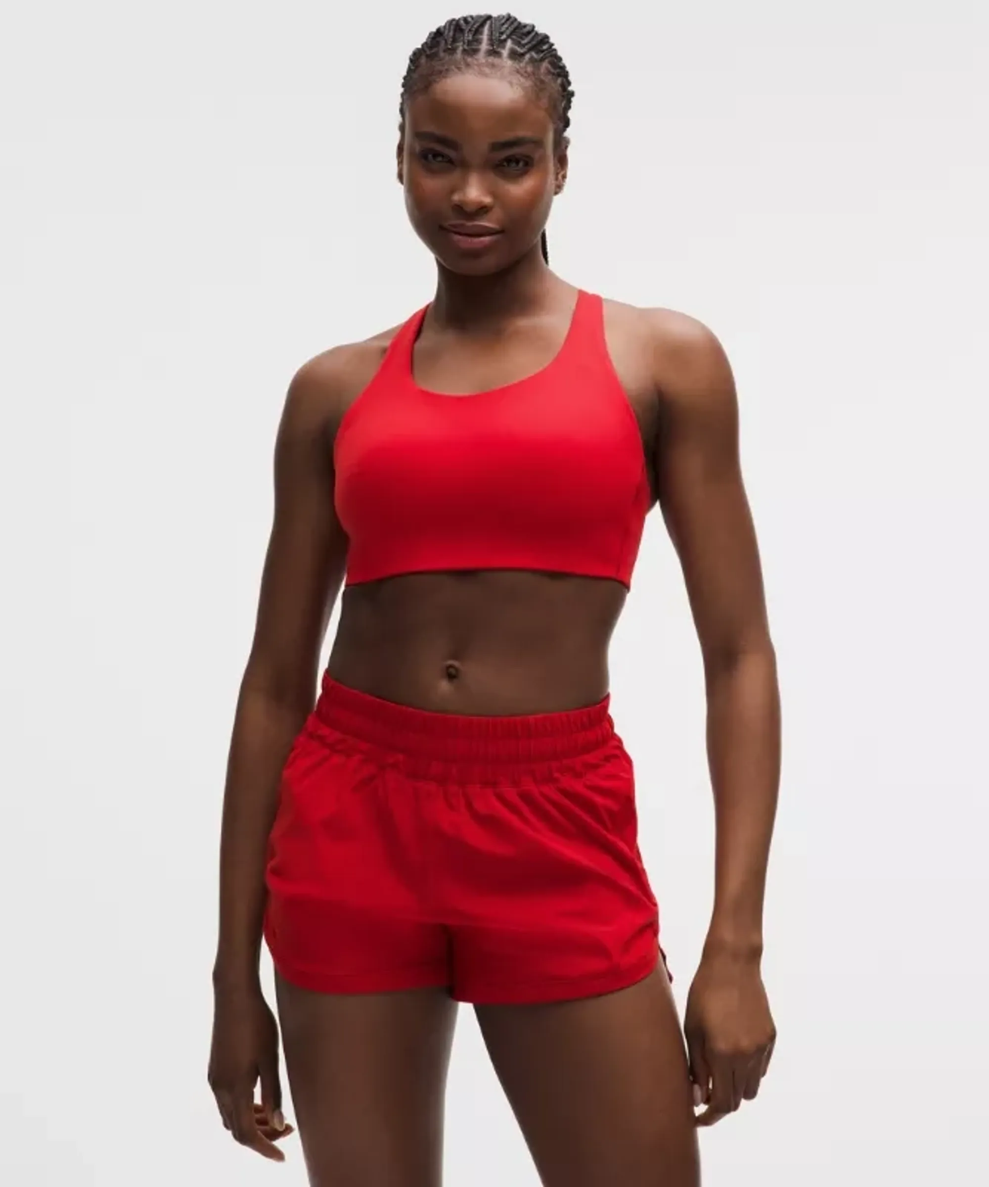 lululemon – Women's Energy Sports Bra High Support, B-G Cups – Color Red/Neon – Size 32B