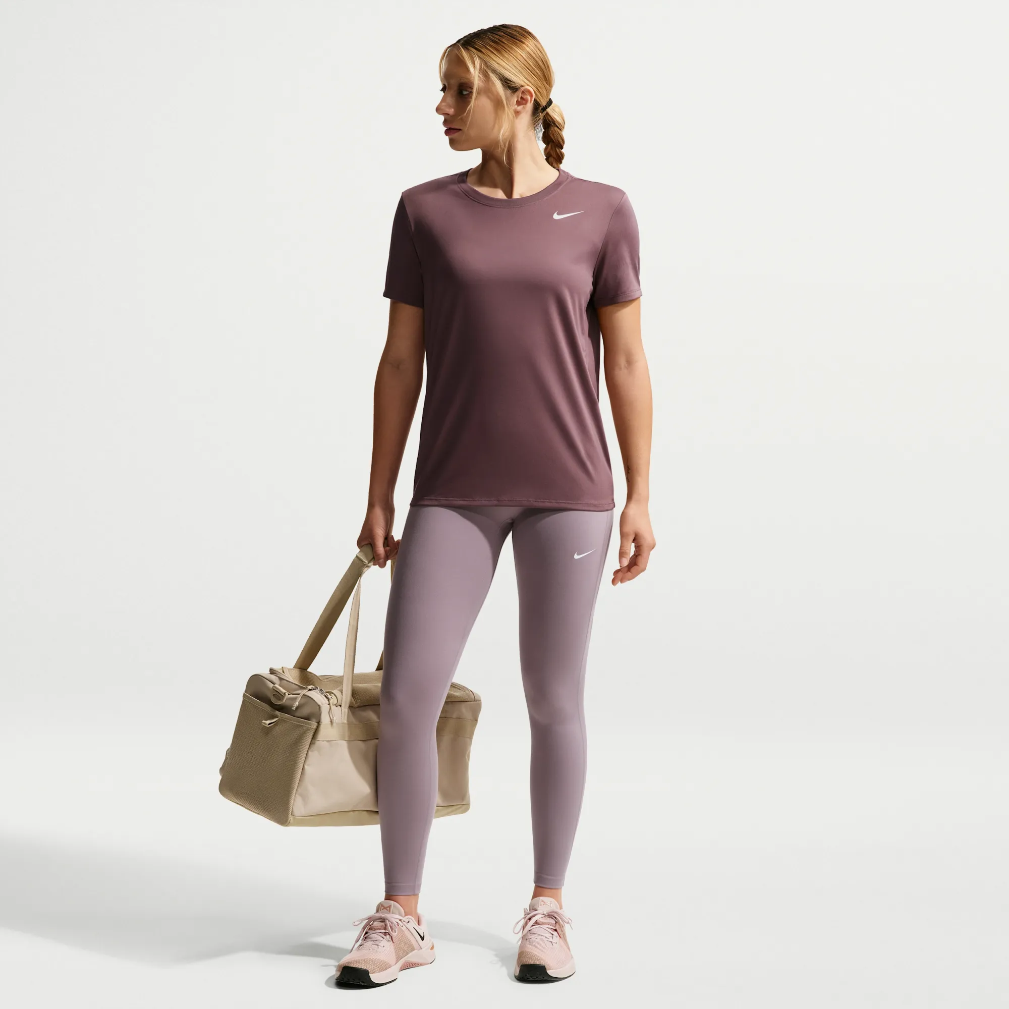 Nike One Seamless Front Women's High-Waisted Full-Length Leggings - Grey - Polyester/Elastane