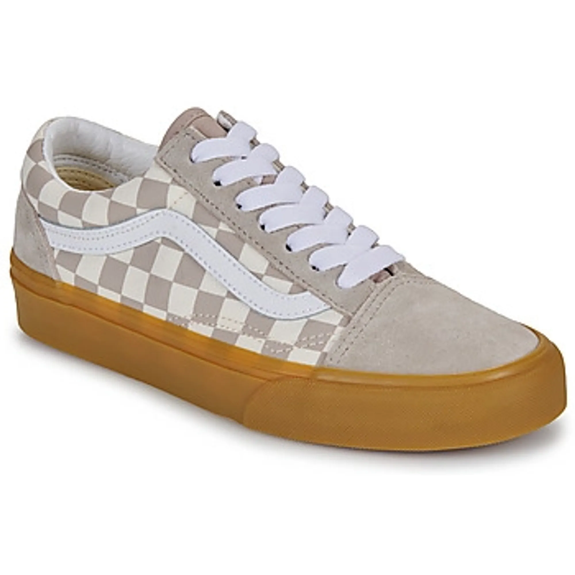 Vans  Old Skool Gum check Mushroom  girls's Children's Shoes (Trainers) in Beige
