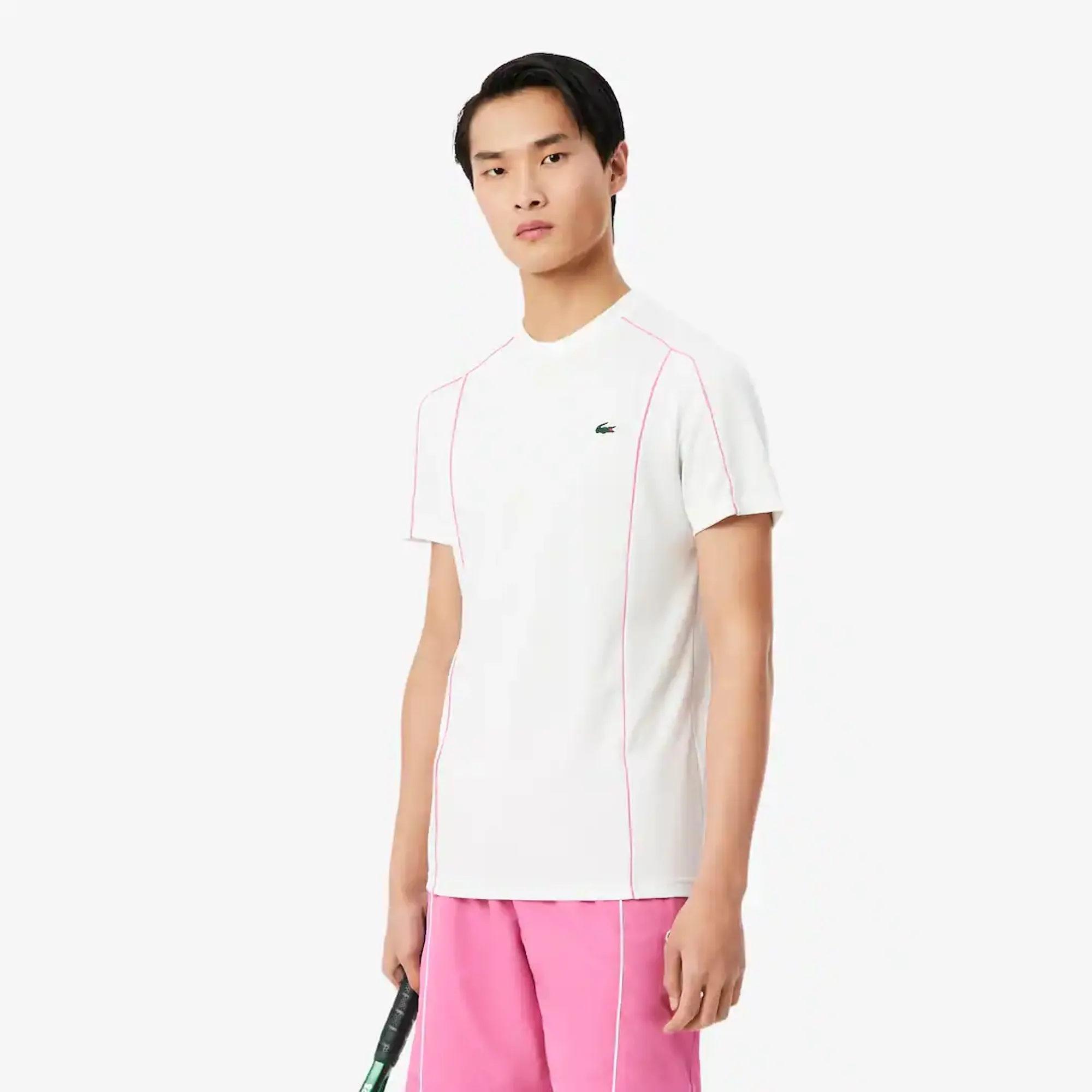 Lacoste Ultra Dry Trim Accent Sport T-shirt - White