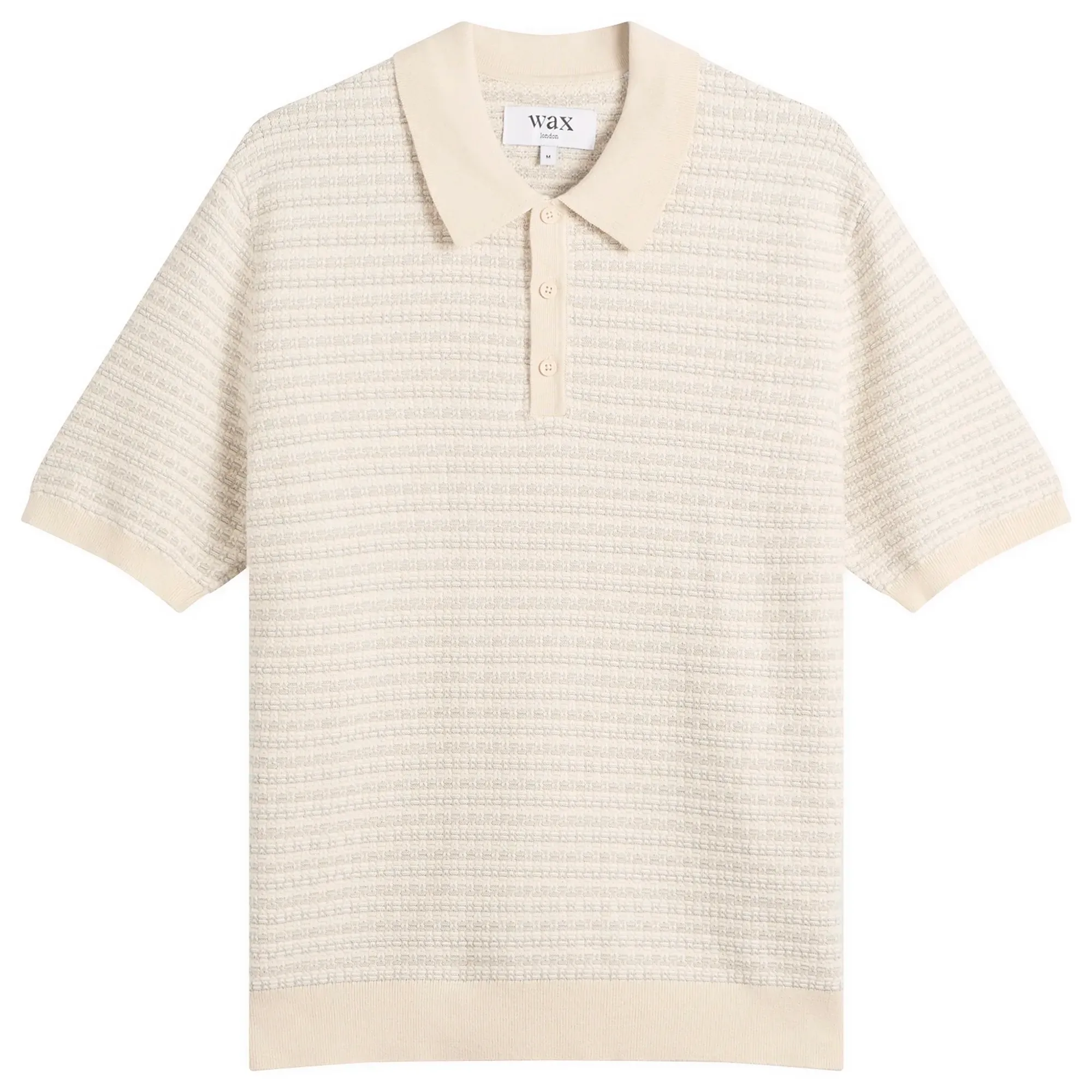 Wax London Men's Naples Mini Geo Knit Polo Natural