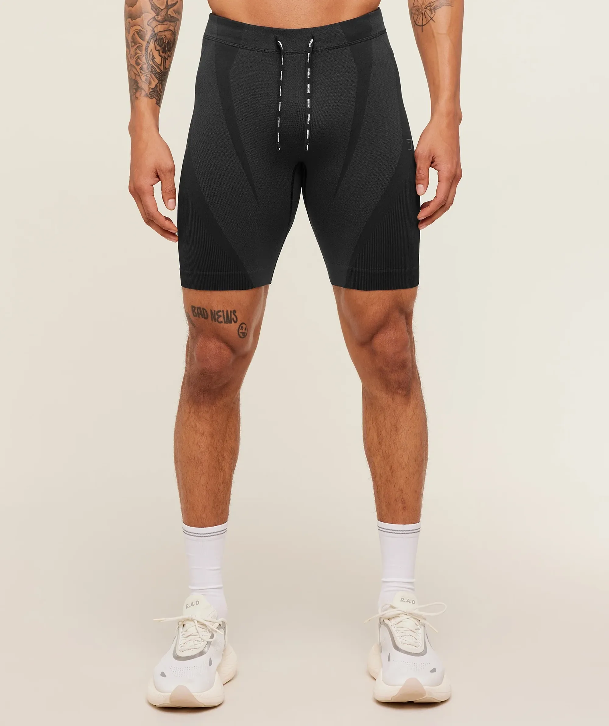 Gymshark Seamless Running Half Tight - Black/Onyx Grey