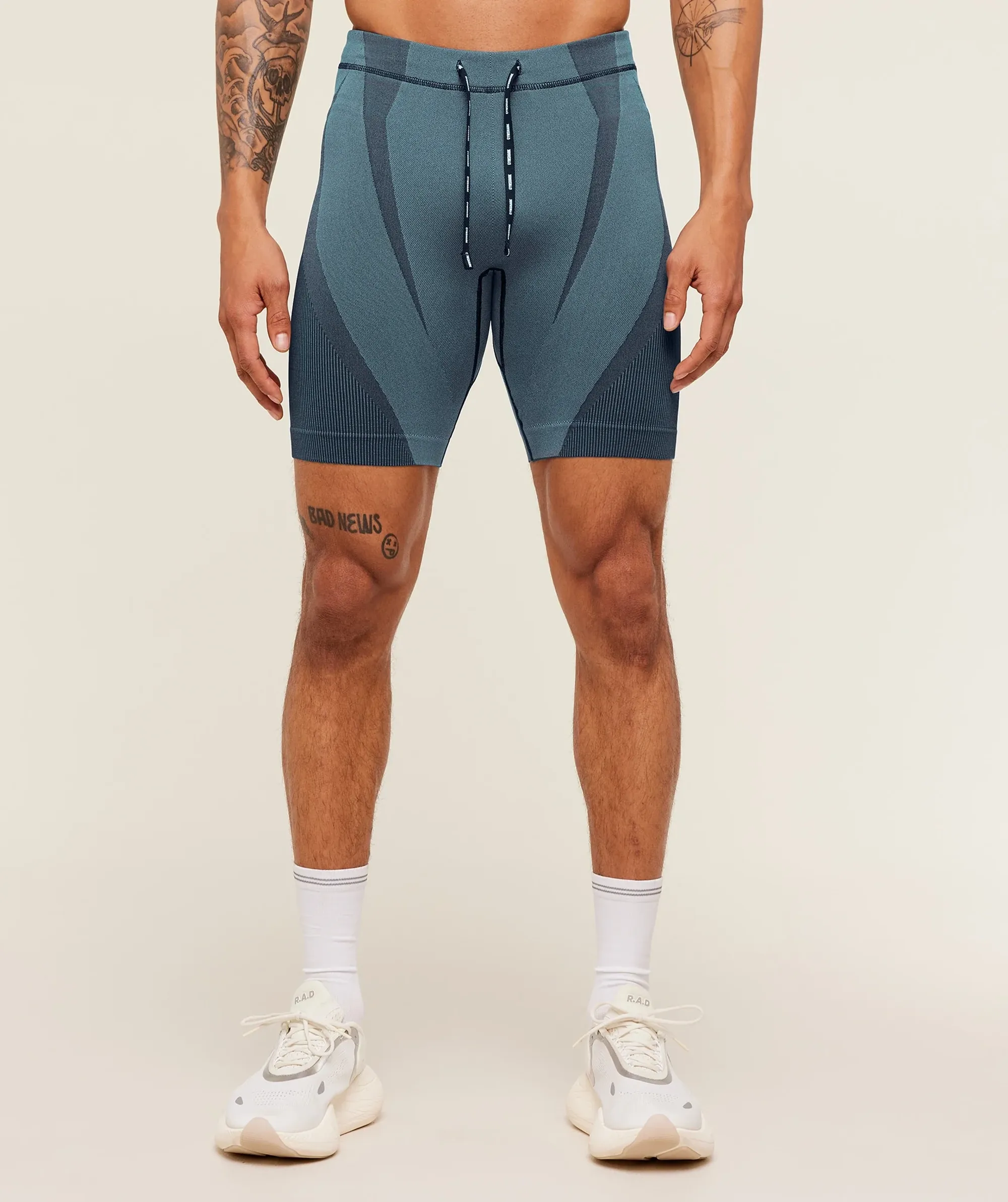 Gymshark Seamless Running Half Tight -  Stealth Blue /  Storm Blue