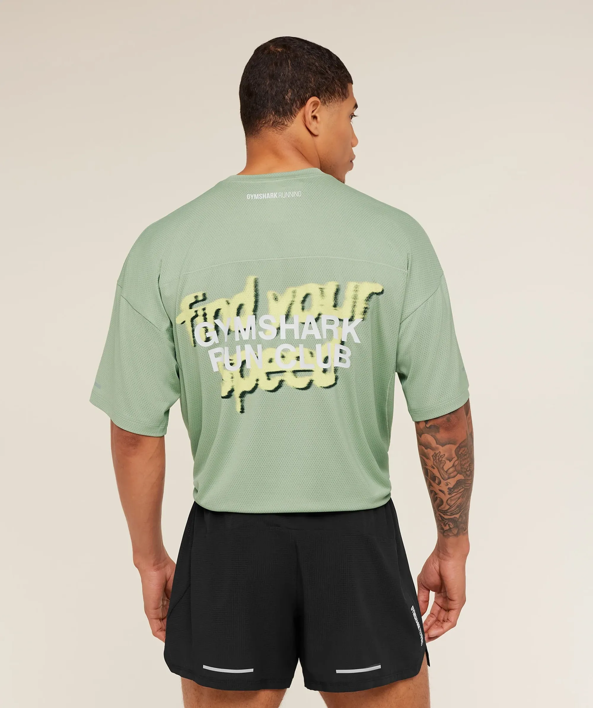 Gymshark Running Graphic T-Shirt - GS Haze Green