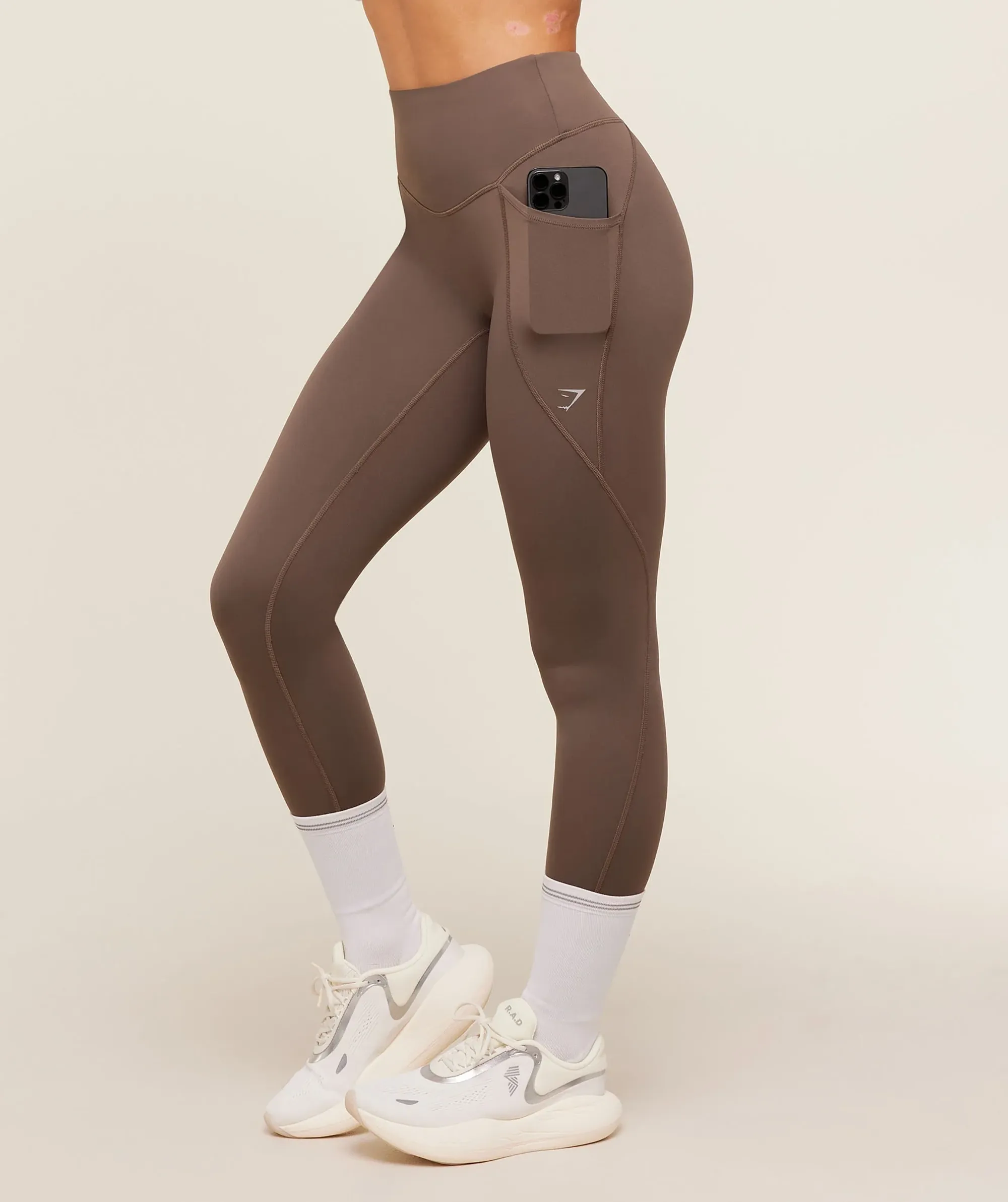 Gymshark Running Pocket Leggings - Camo Brown
