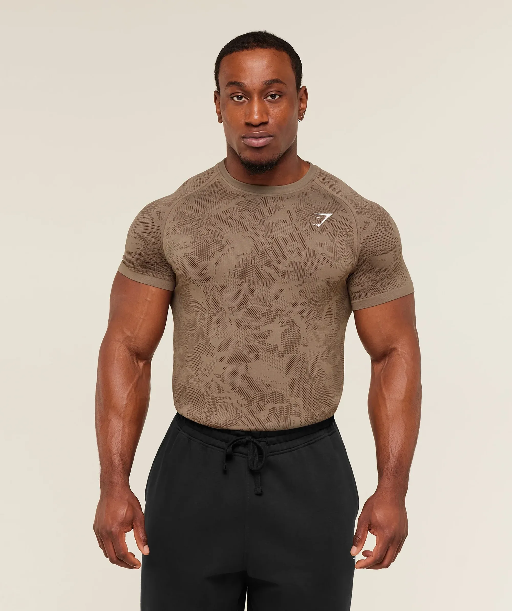 Gymshark Geo Seamless T-Shirt -  Lifestyle Brown /  Archive Brown
