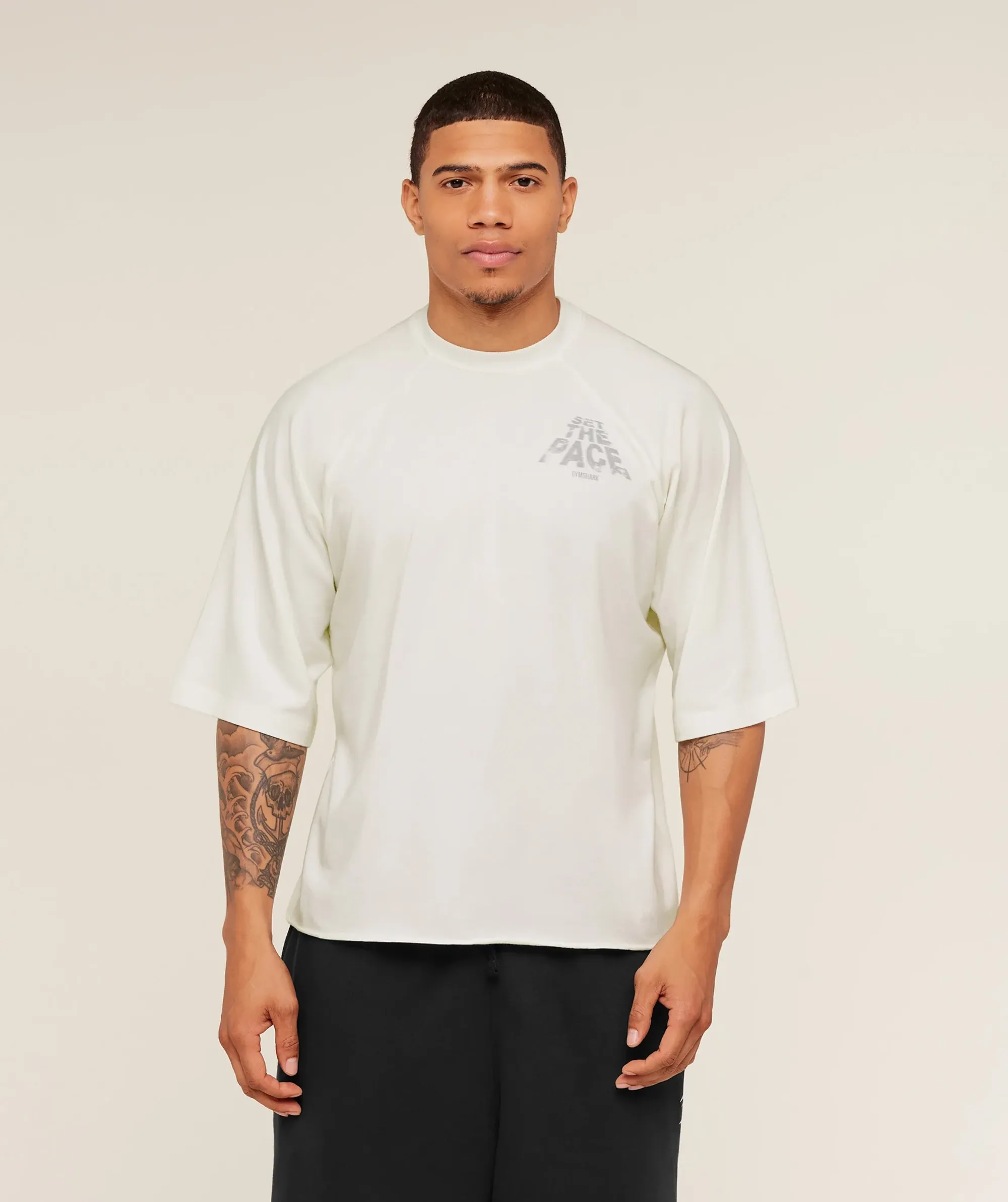 Gymshark Set The Pace Boxy T-Shirt - GS Soft White