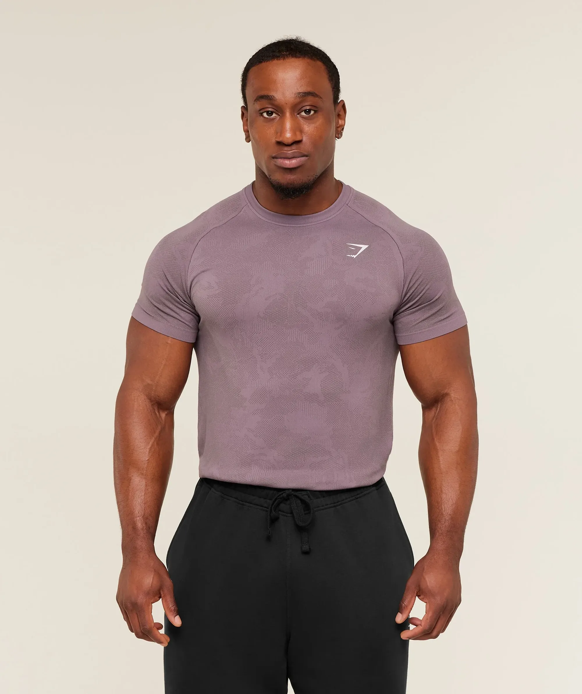 Gymshark Geo Seamless T-Shirt -  Dusk Purple /  Cool Brown
