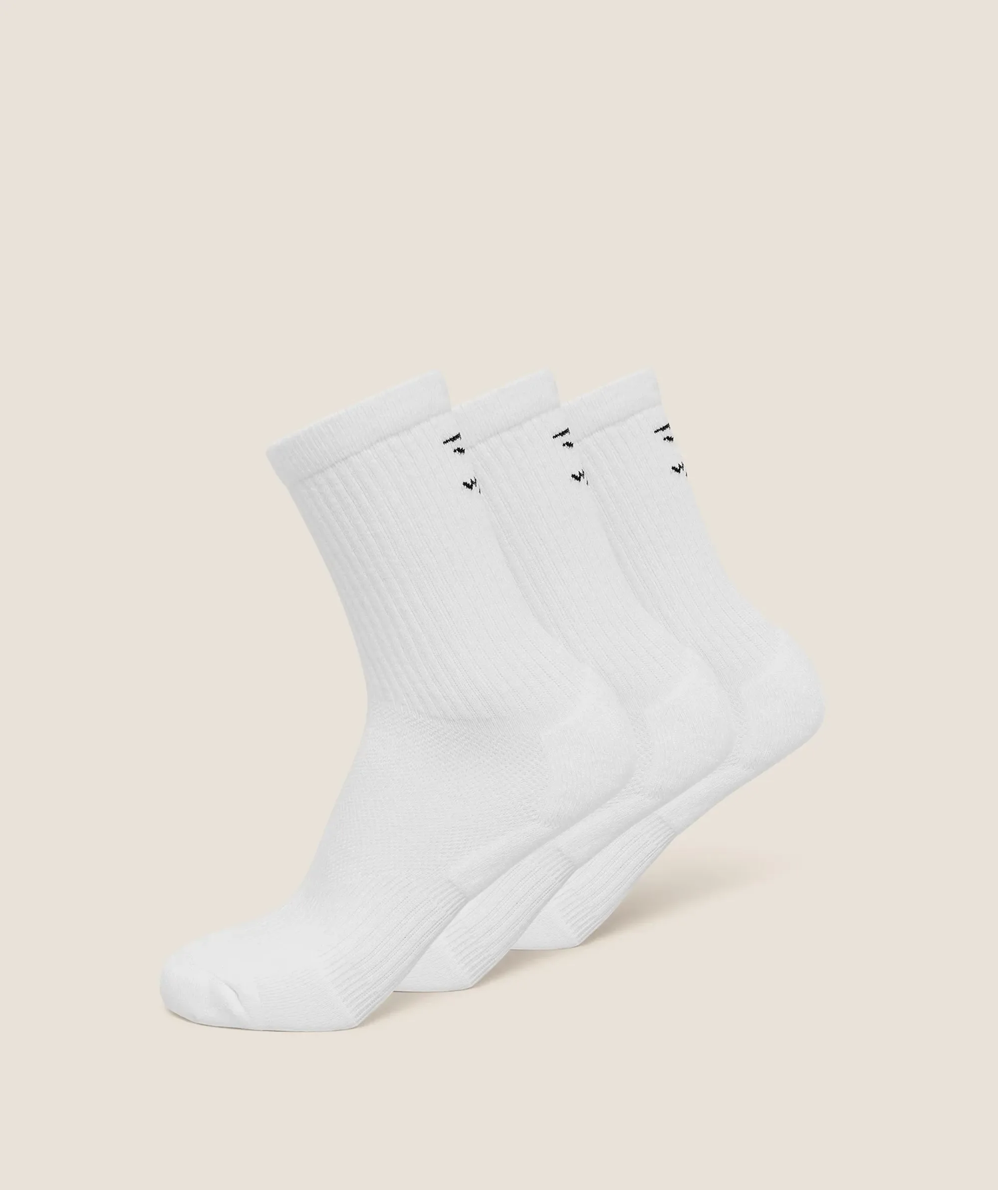 Gymshark Performance Crew Socks 3pk - GS White