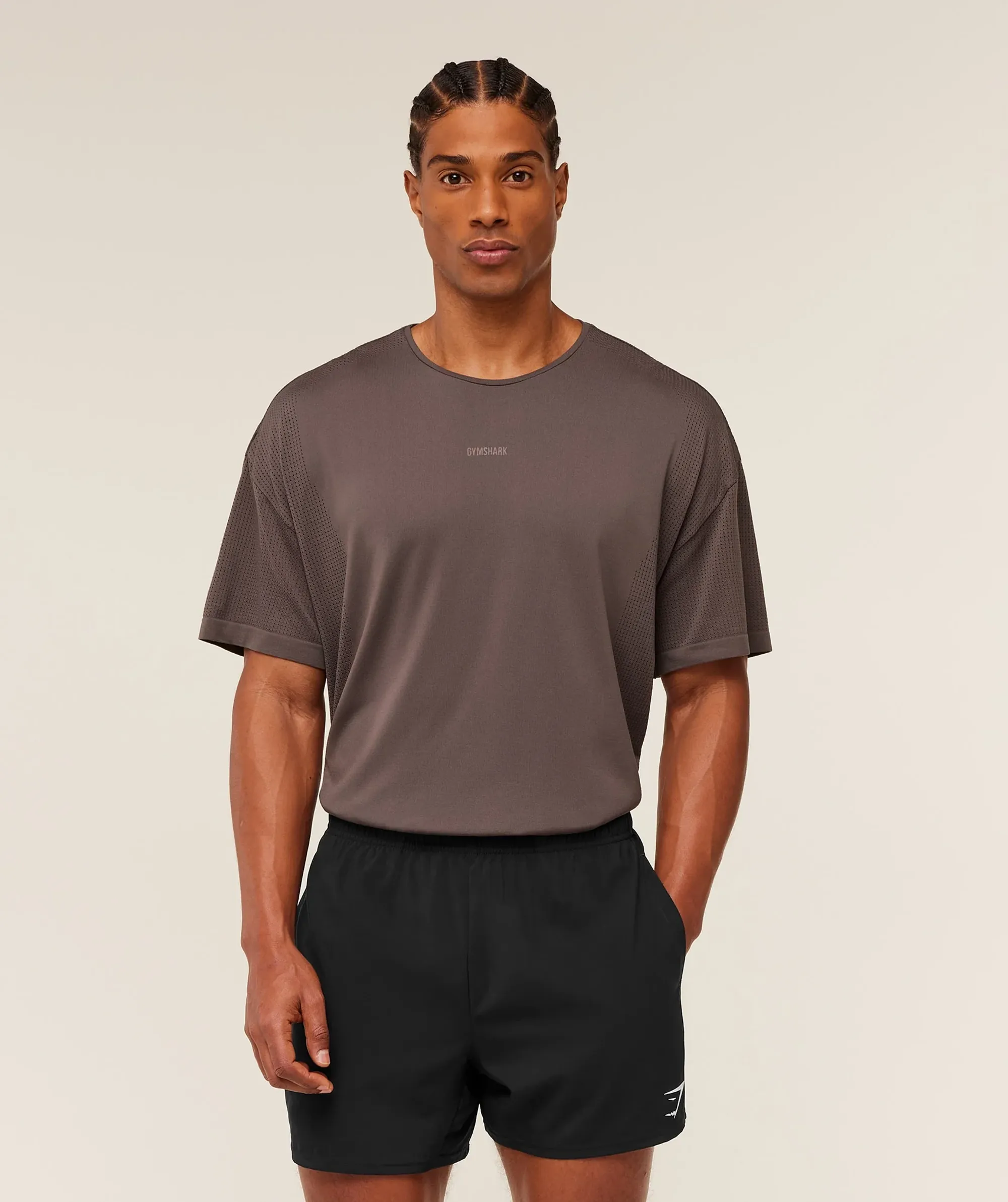 Gymshark Distance Seamless T-Shirt -  Cool Brown /  Cool Brown