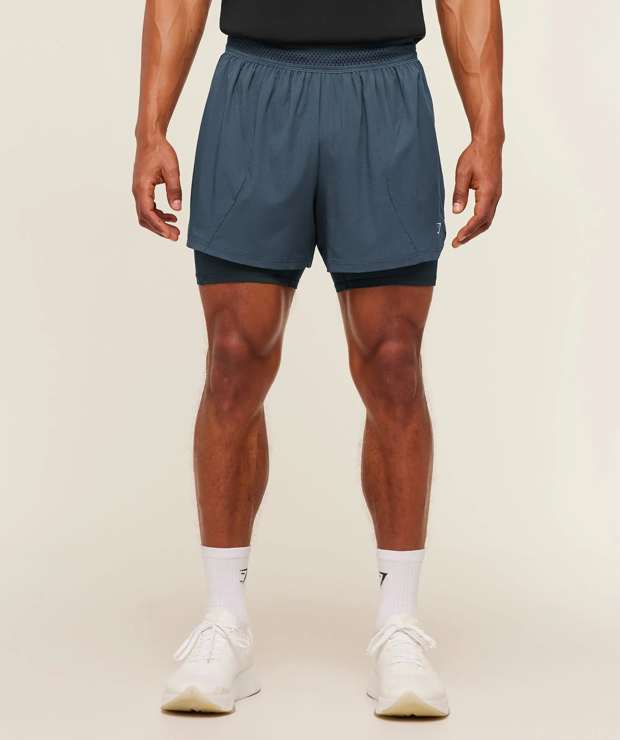 Gymshark Running 4" 2in1 Shorts - GS Stealth Blue/GS Deep Petrol Blue
