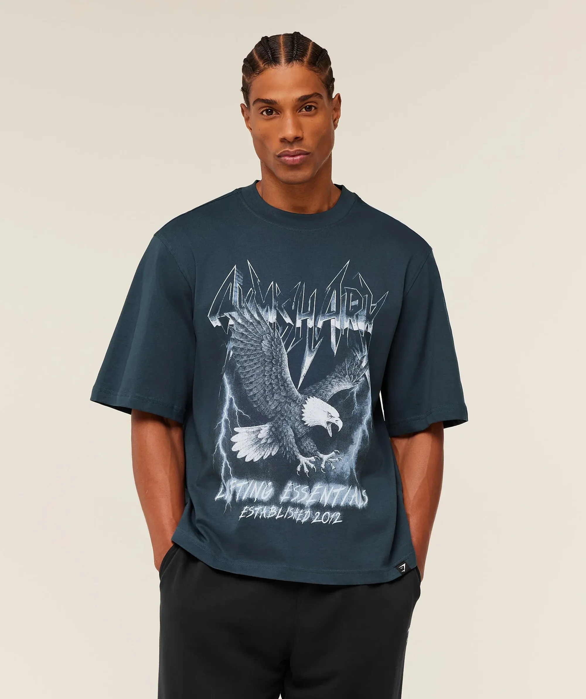 Gymshark Eagle Band Style Graphic T-Shirt - GS Stealth Blue