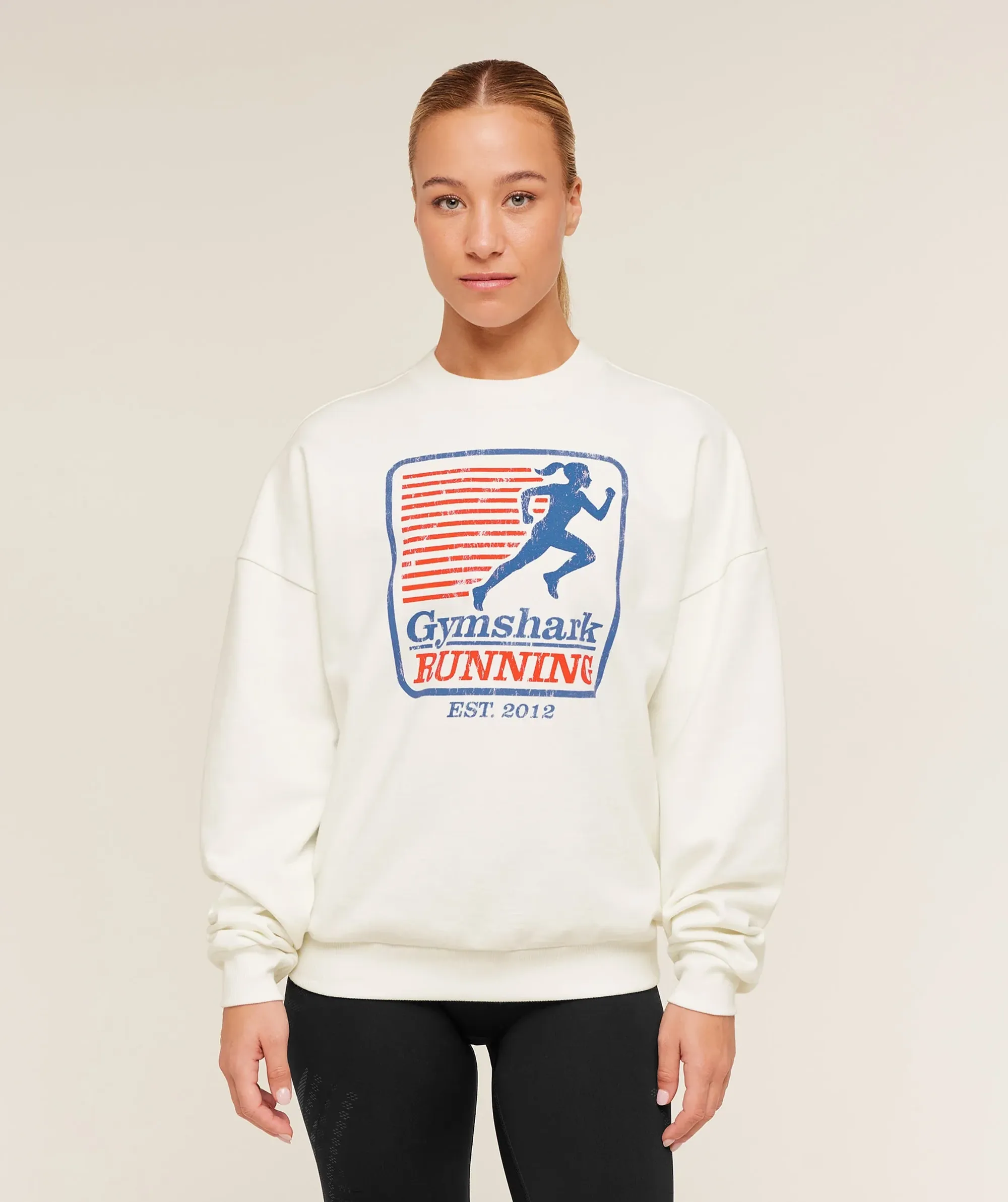 Gymshark Run Club Graphic Sweatshirt - GS Soft White